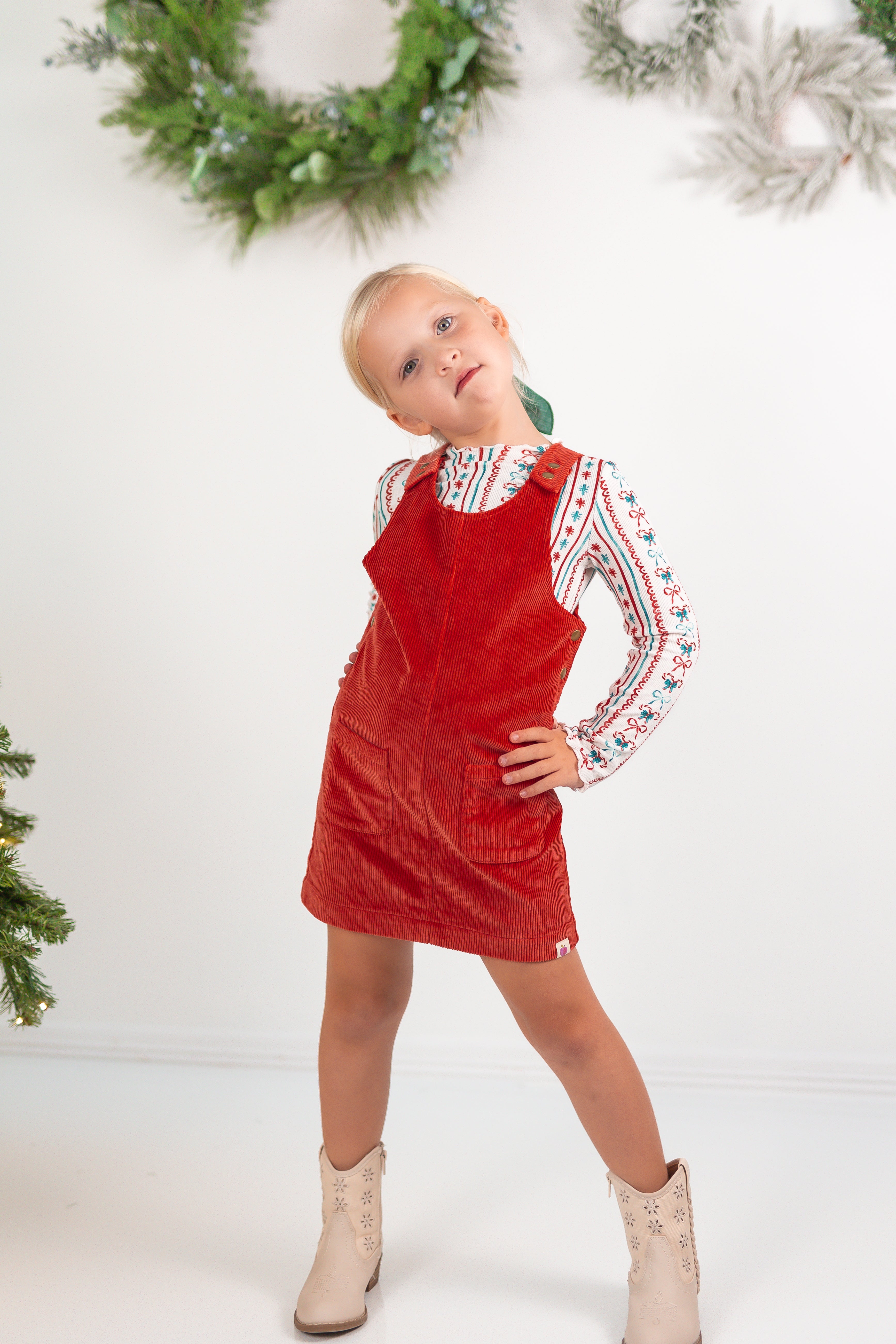 Parker Corduroy Jumper Set - Festive Stripes