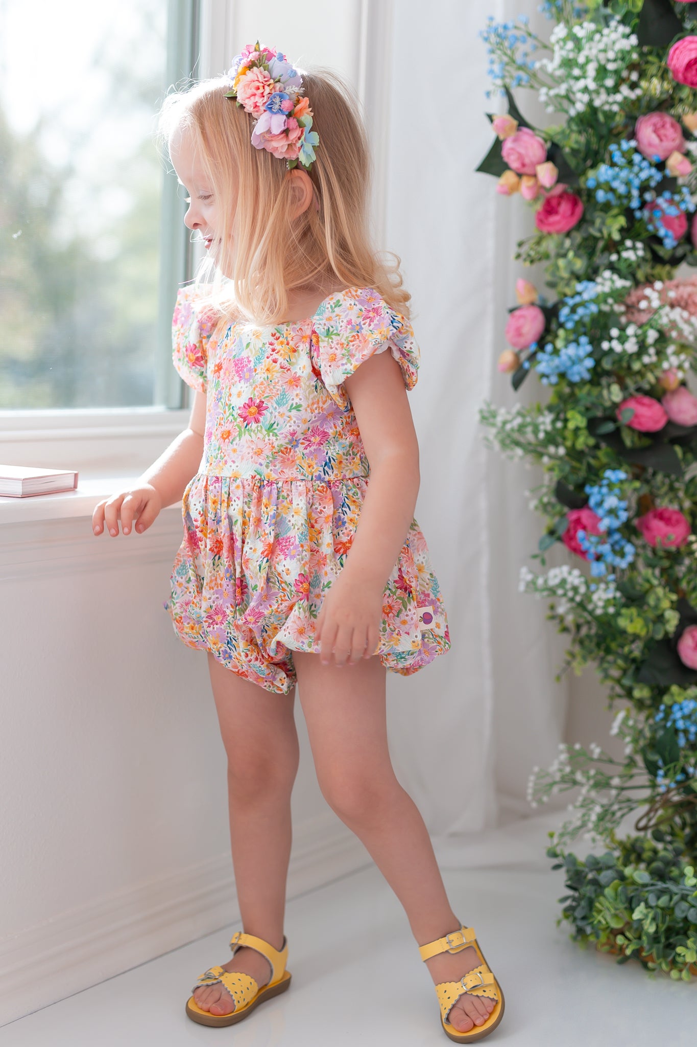 Eyelet Bubble Romper - Wildflower Waltz