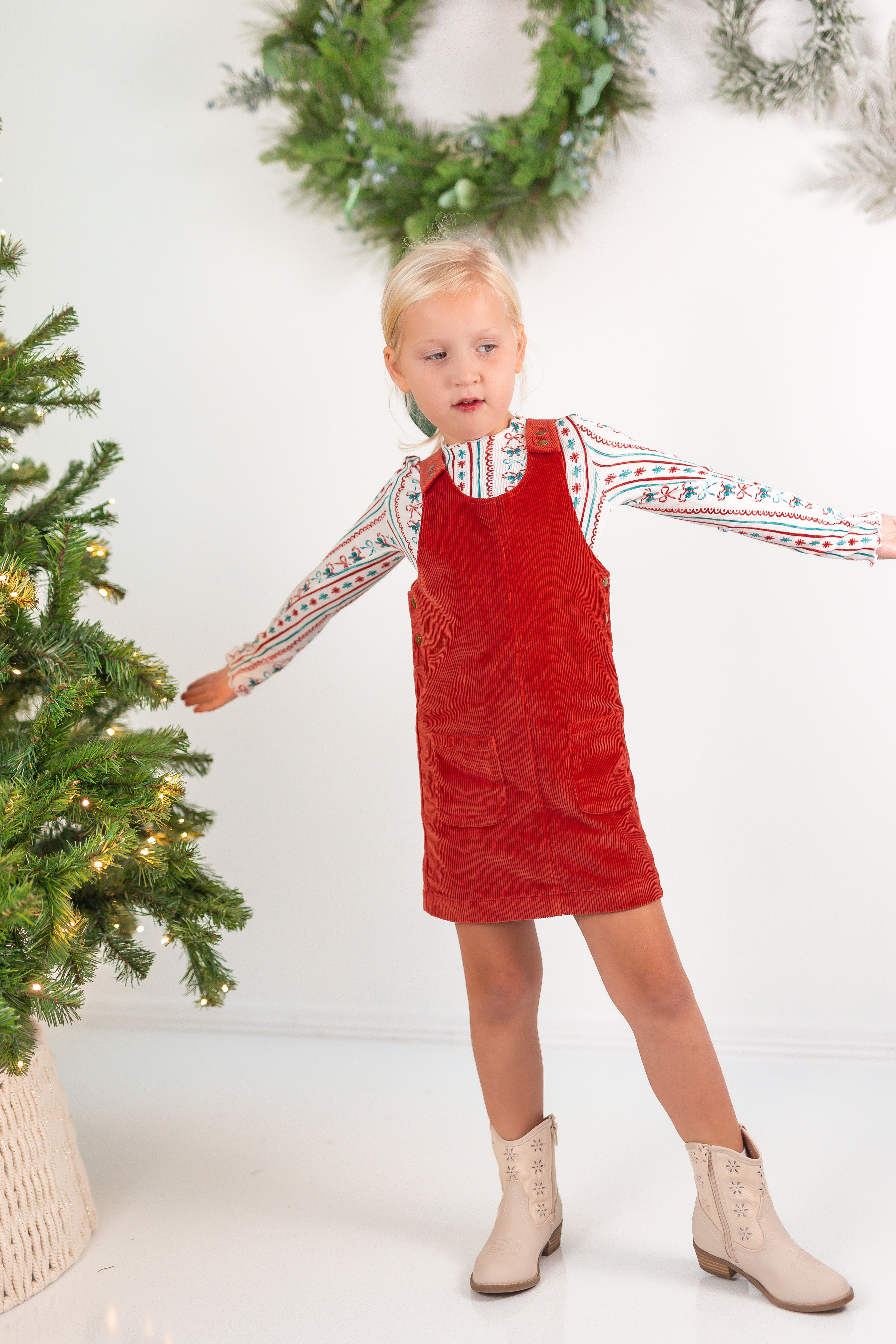 Parker Corduroy Jumper Set - Festive Stripes