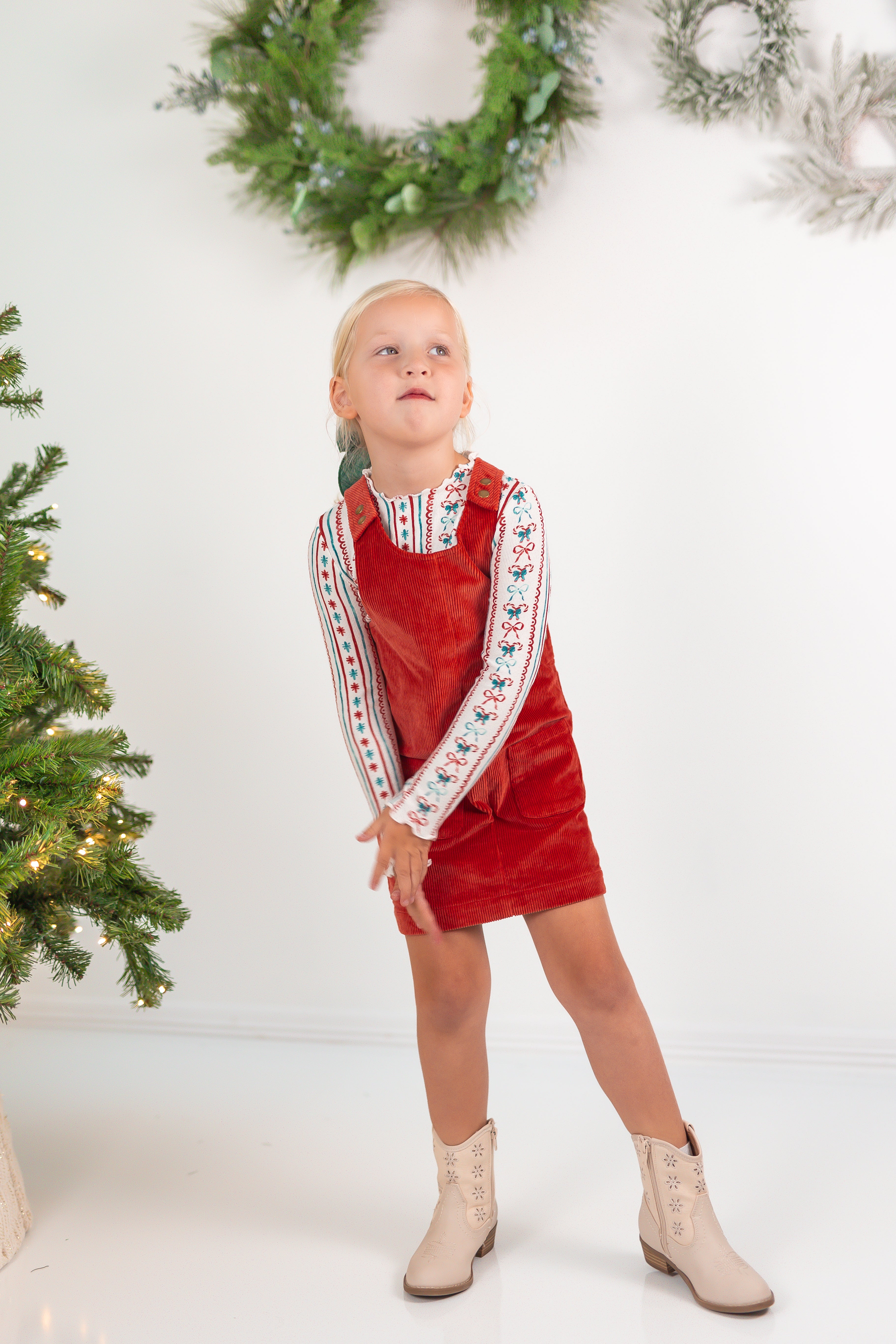 Parker Corduroy Jumper Set - Festive Stripes