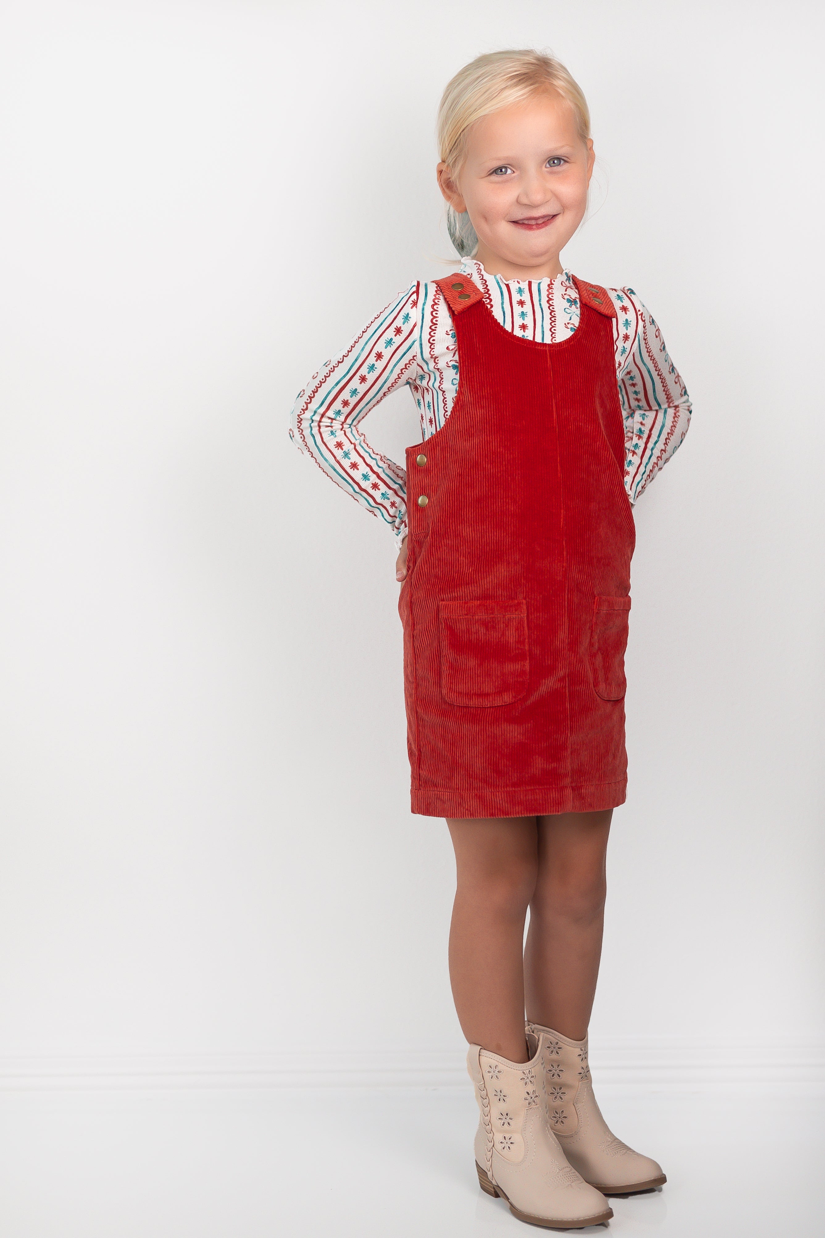 Parker Corduroy Jumper Set - Festive Stripes