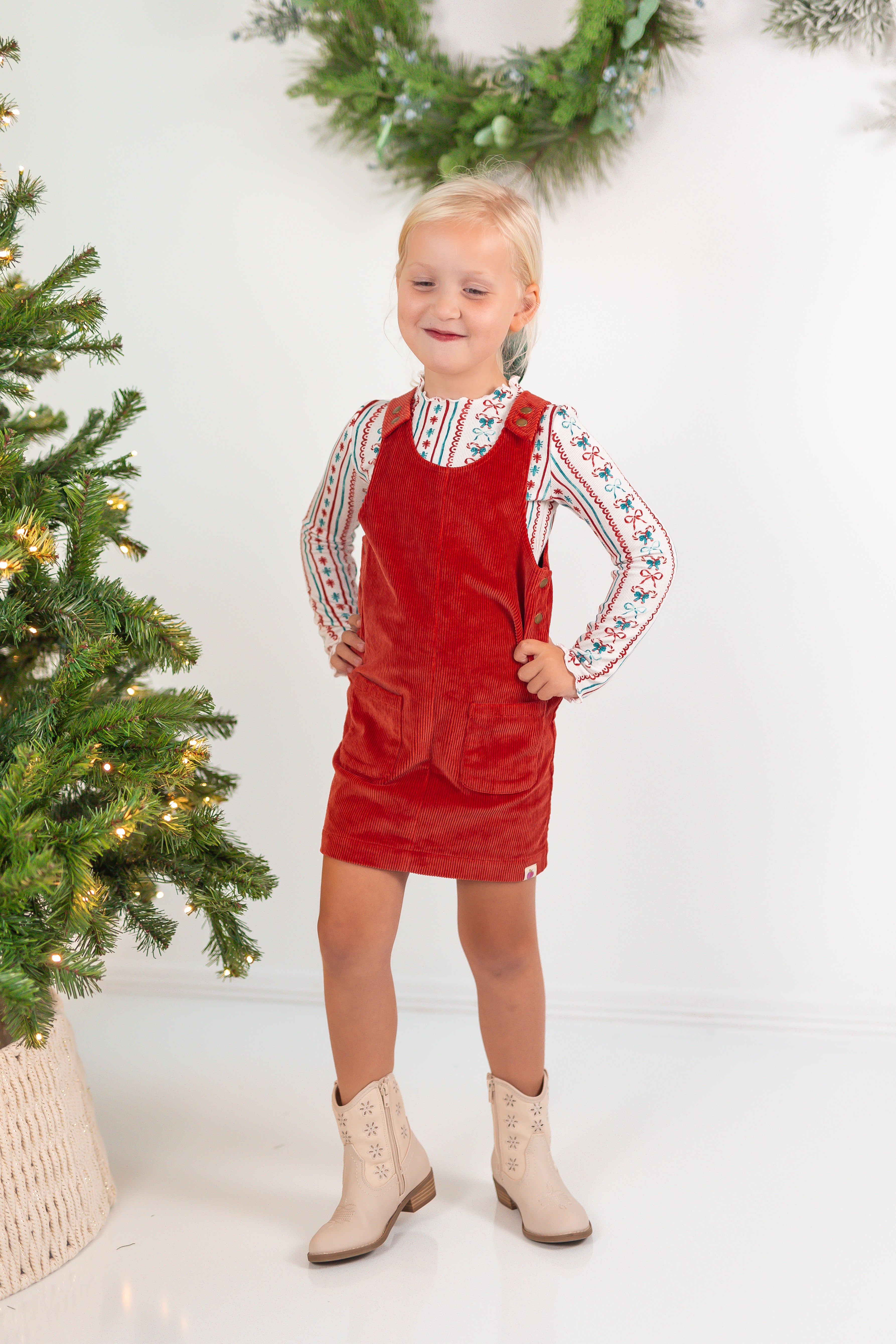 Parker Corduroy Jumper Set - Festive Stripes