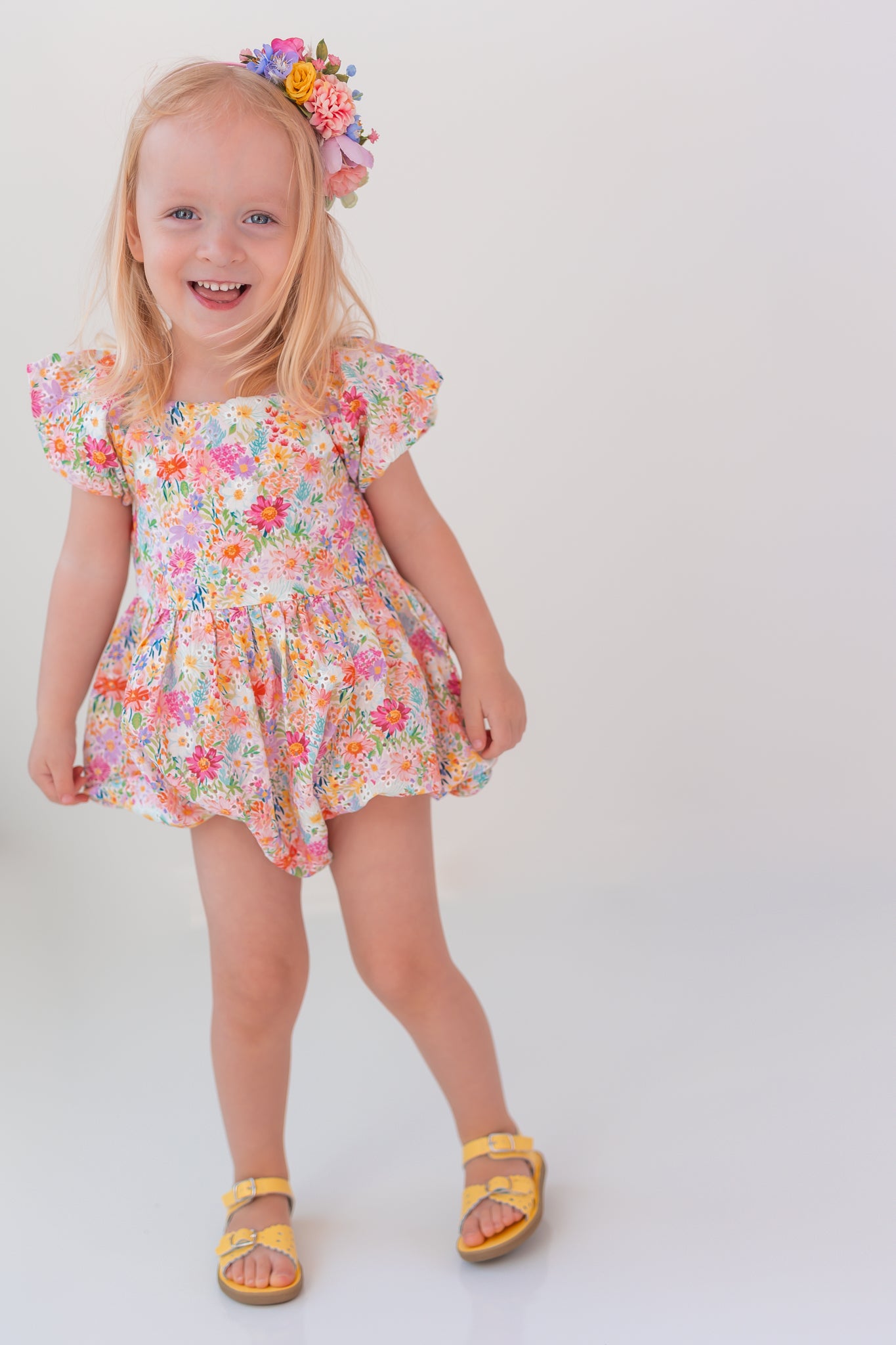 Eyelet Bubble Romper - Wildflower Waltz