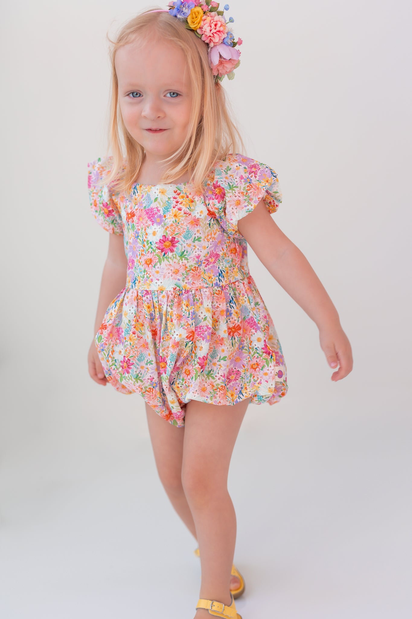 Eyelet Bubble Romper - Wildflower Waltz