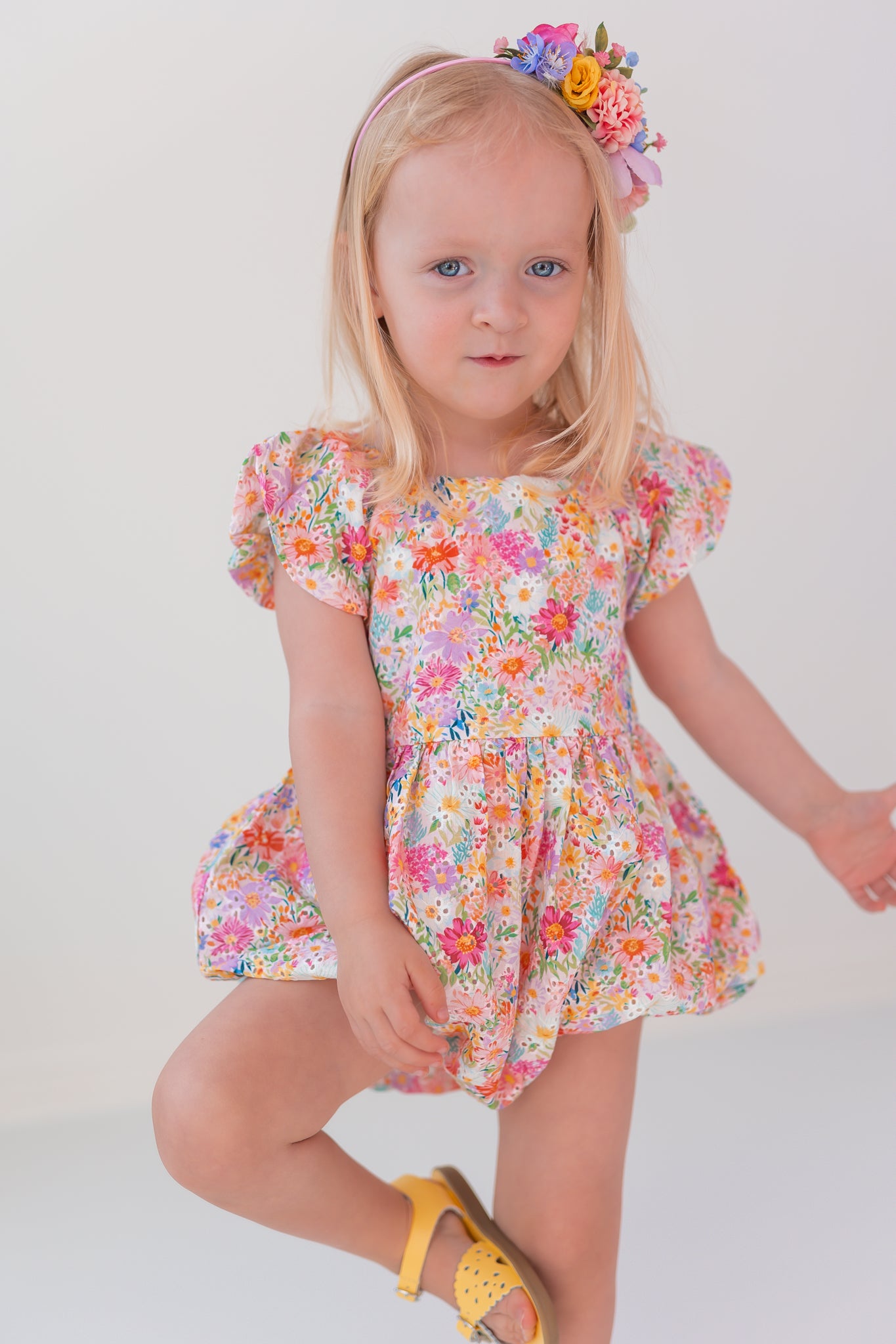 Eyelet Bubble Romper - Wildflower Waltz