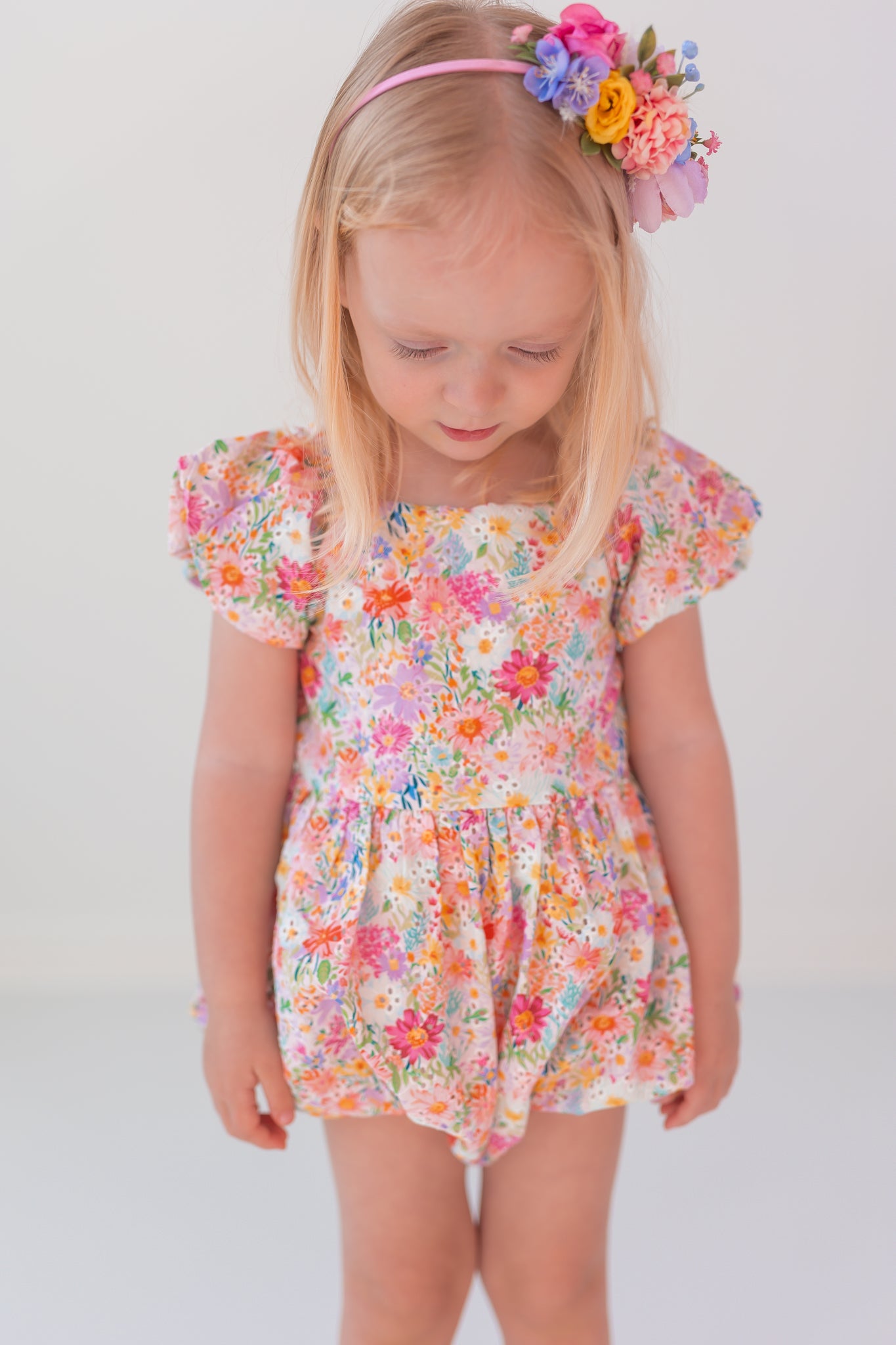 Eyelet Bubble Romper - Wildflower Waltz