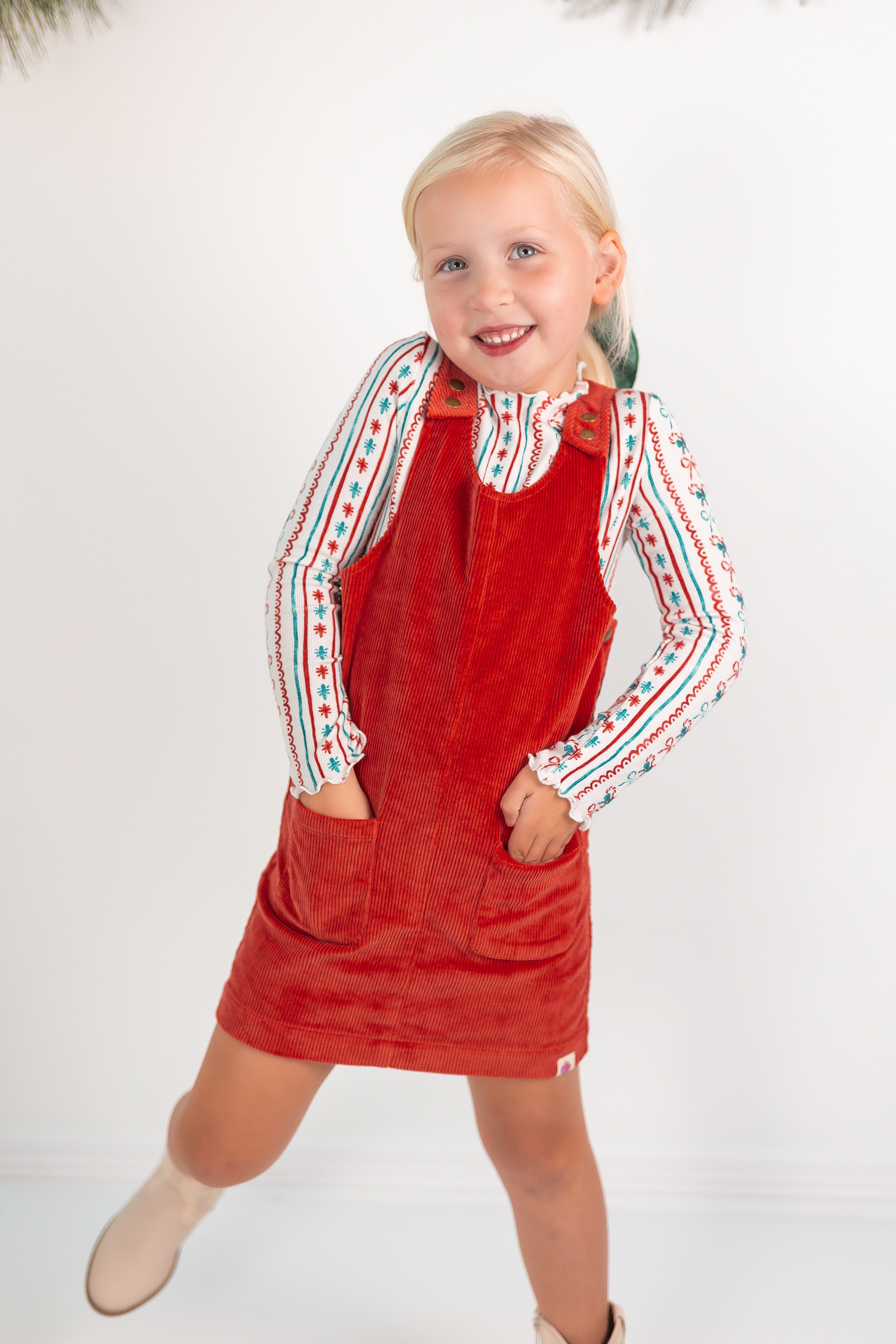 Parker Corduroy Jumper Set - Festive Stripes