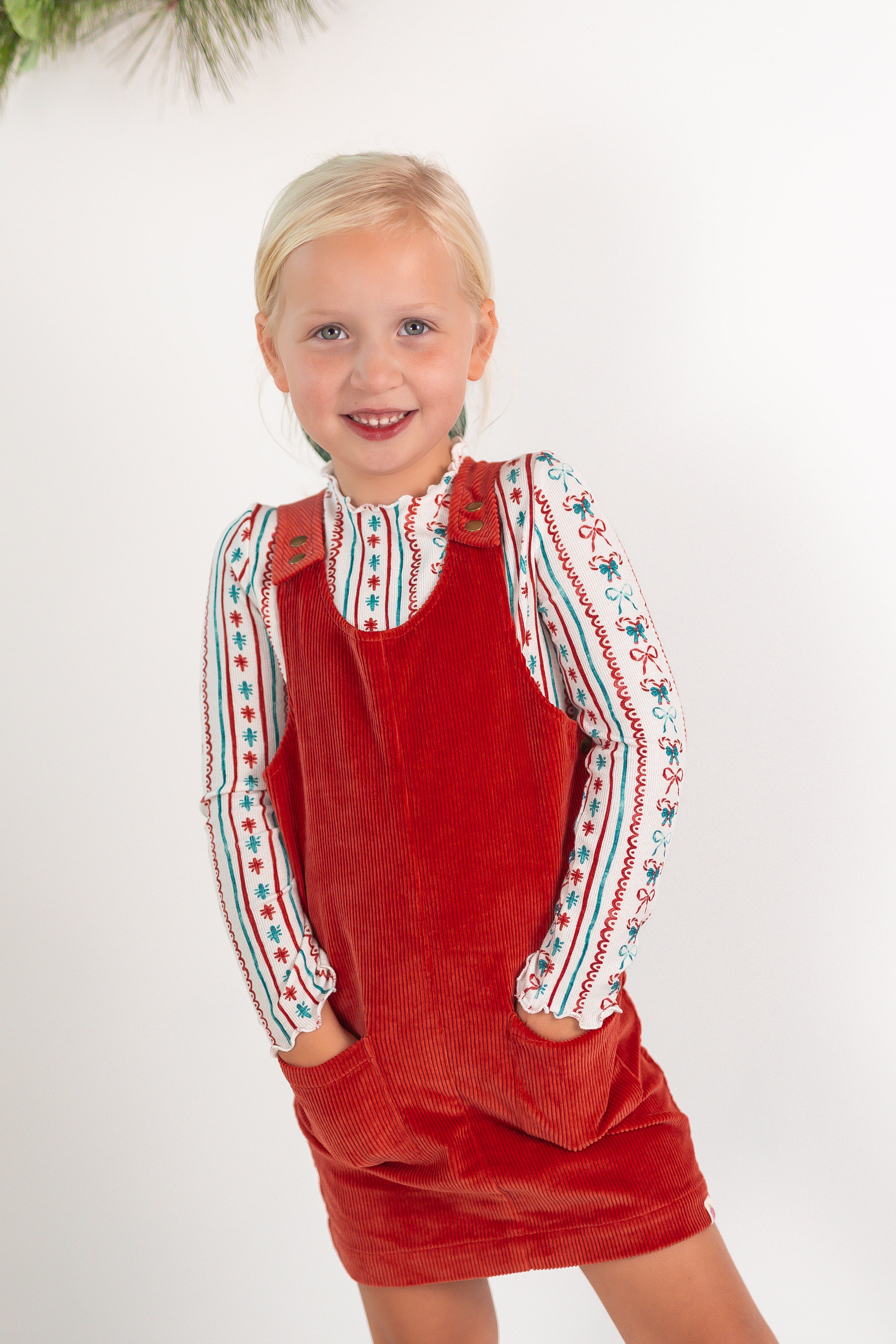 Parker Corduroy Jumper Set - Festive Stripes