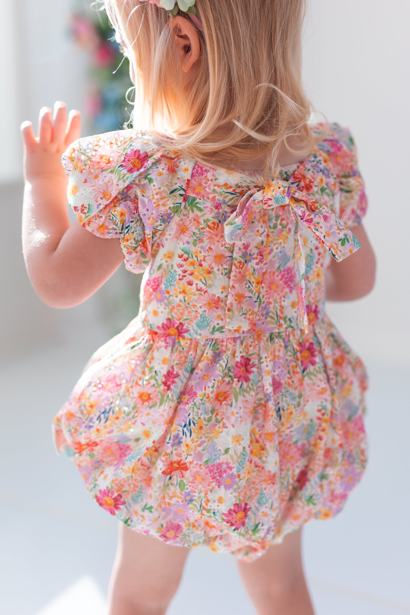 Eyelet Bubble Romper - Wildflower Waltz