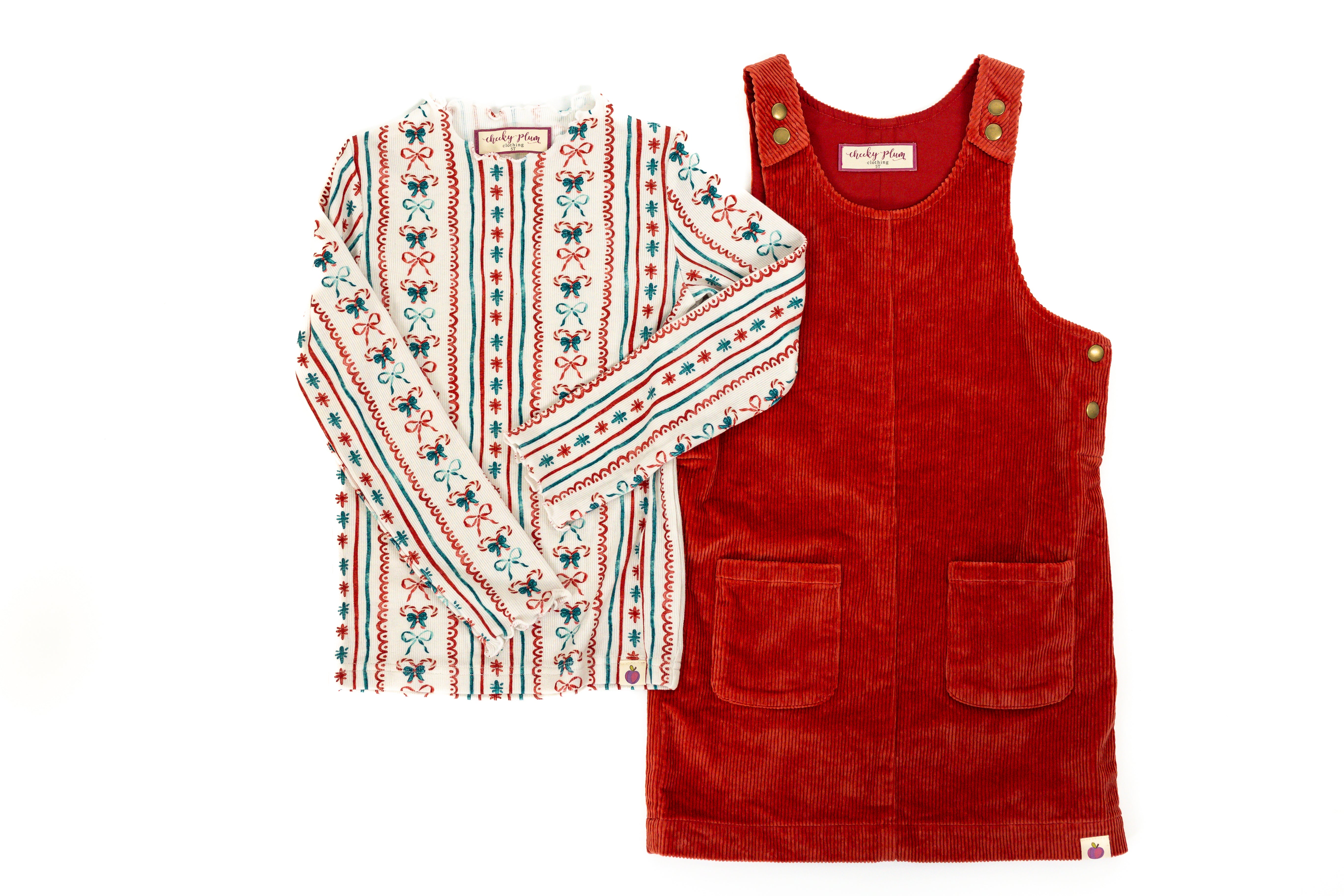 Parker Corduroy Jumper Set - Festive Stripes