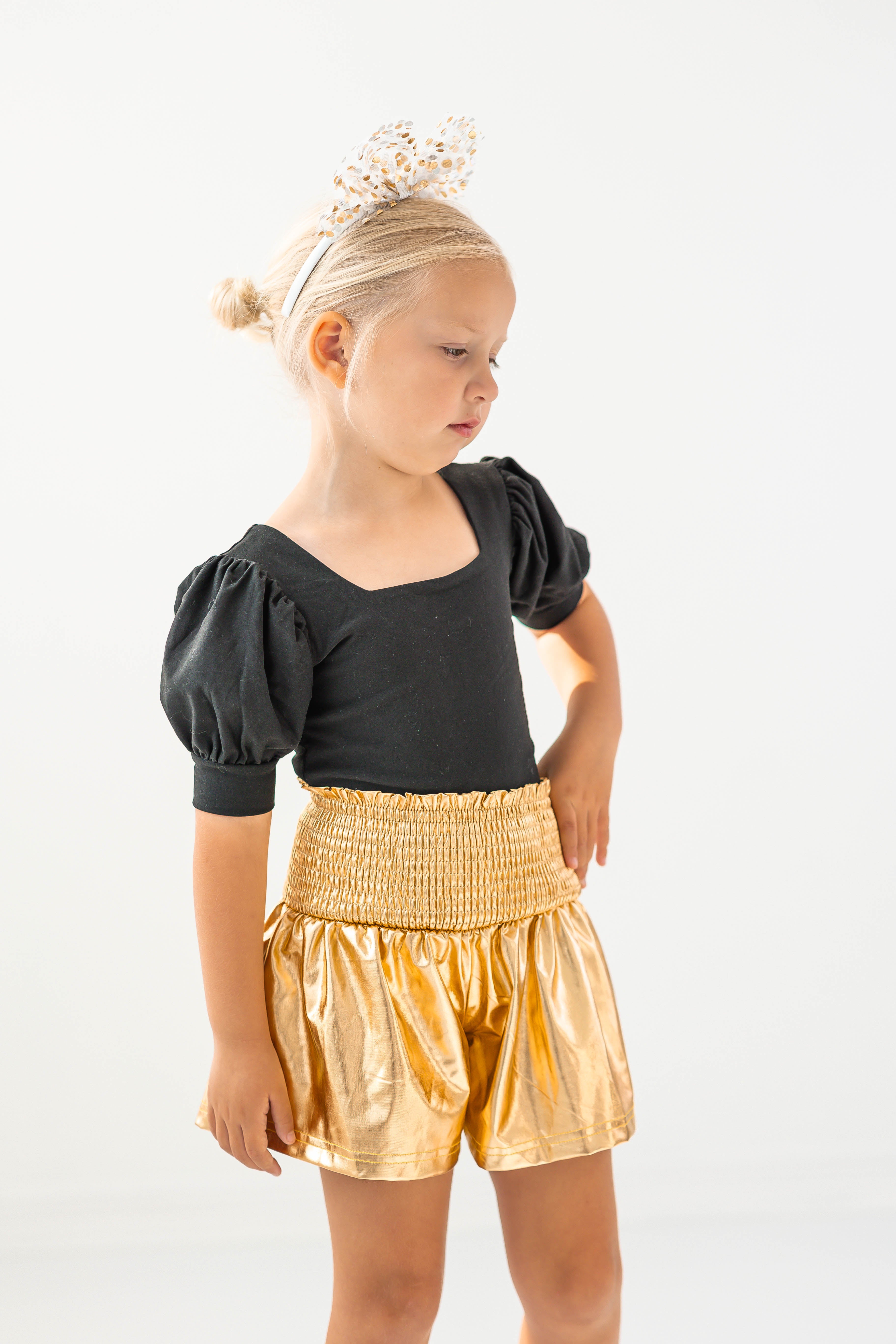 Flowy Metallic Shorts - Golden Glow