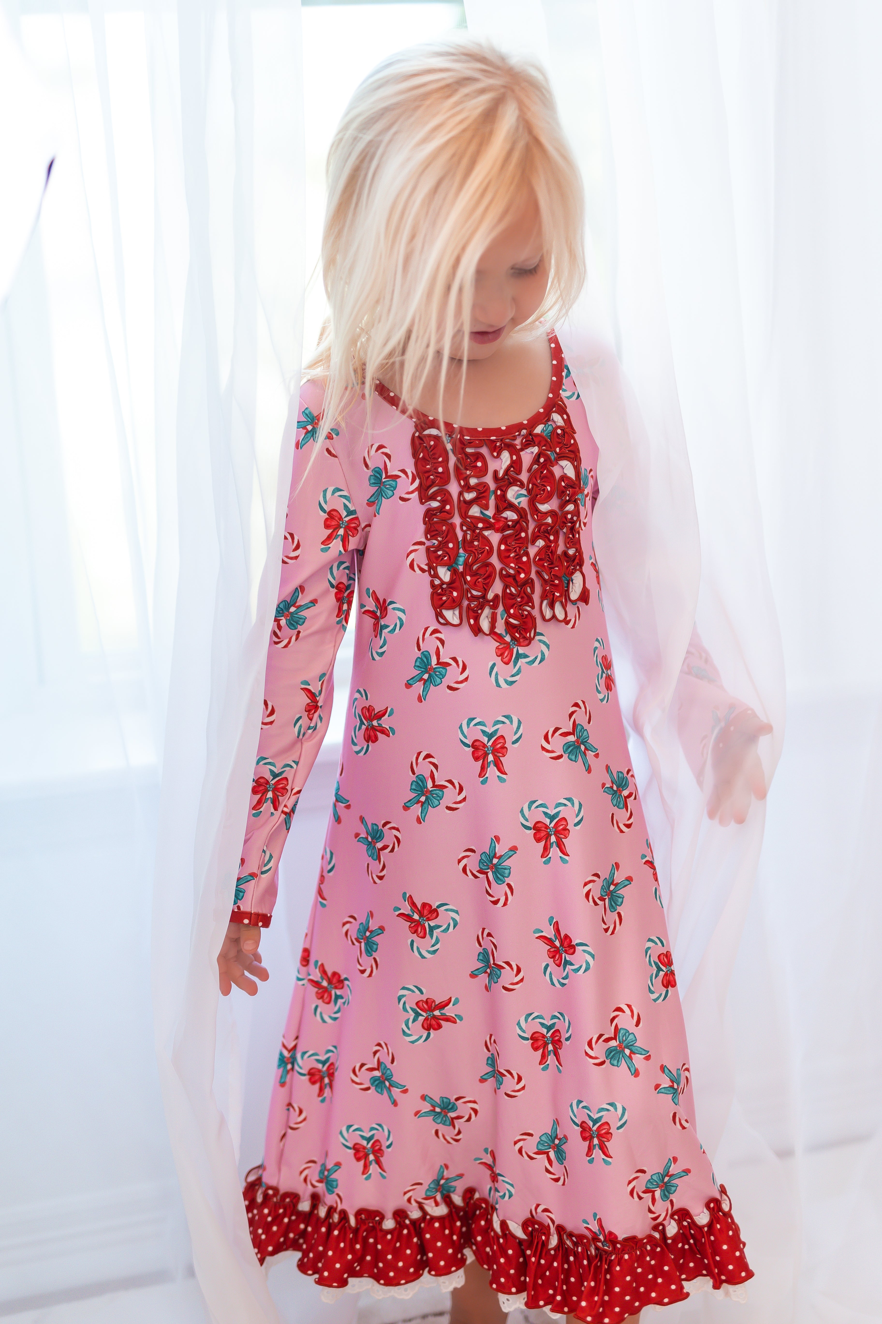 Loungewear Gown - Pink Peppermint Charm