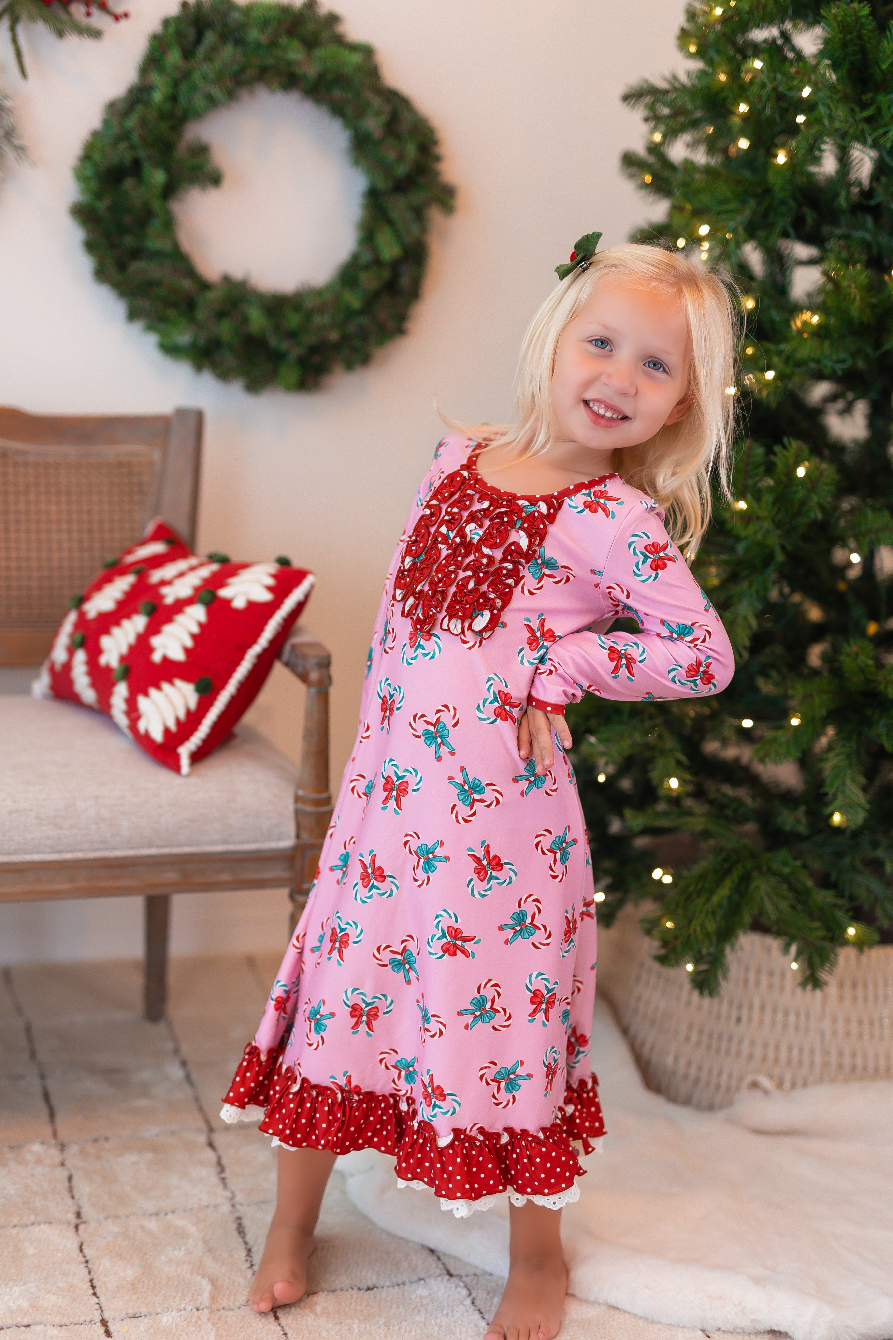 Loungewear Gown - Pink Peppermint Charm