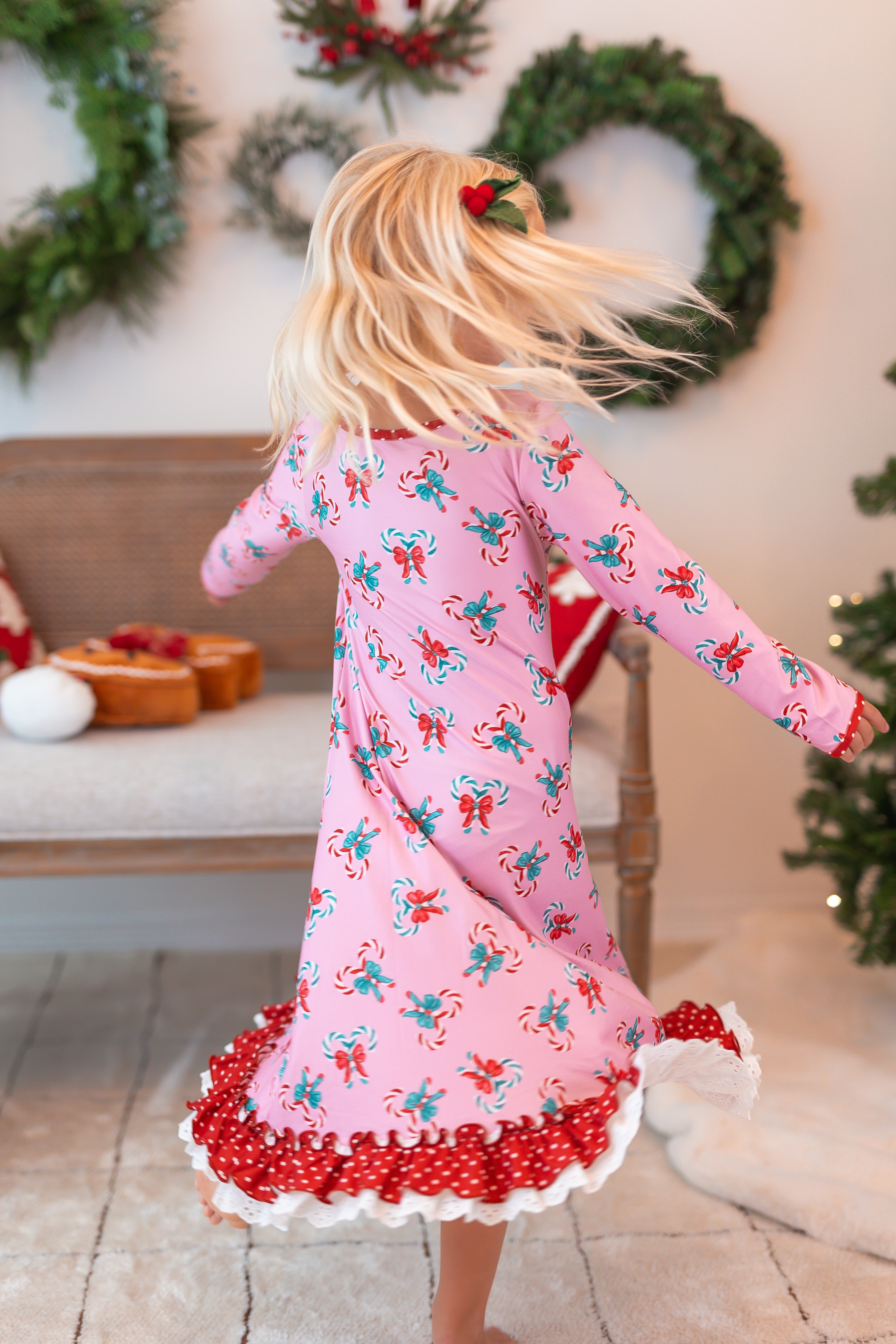 Loungewear Gown - Pink Peppermint Charm