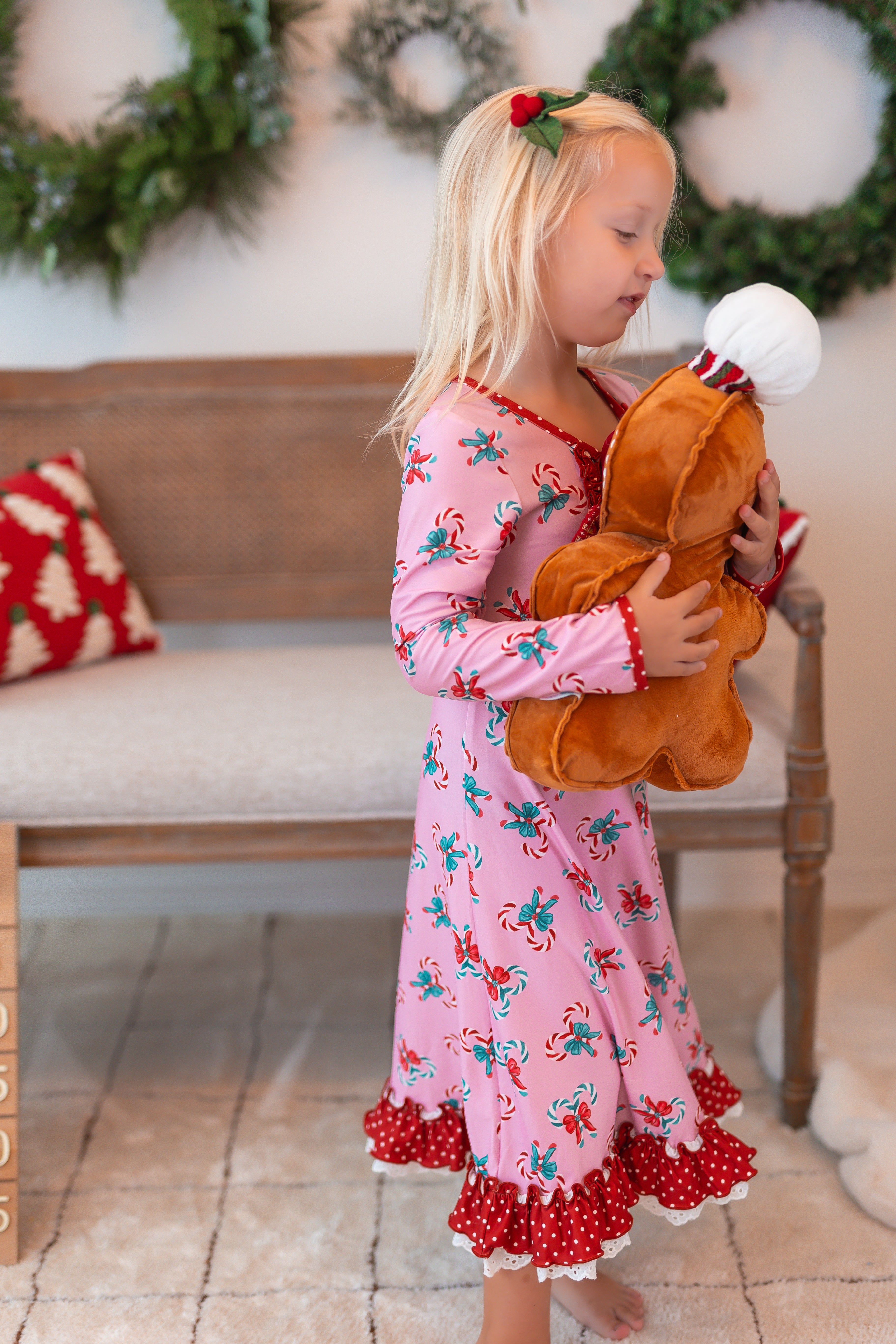 Loungewear Gown - Pink Peppermint Charm