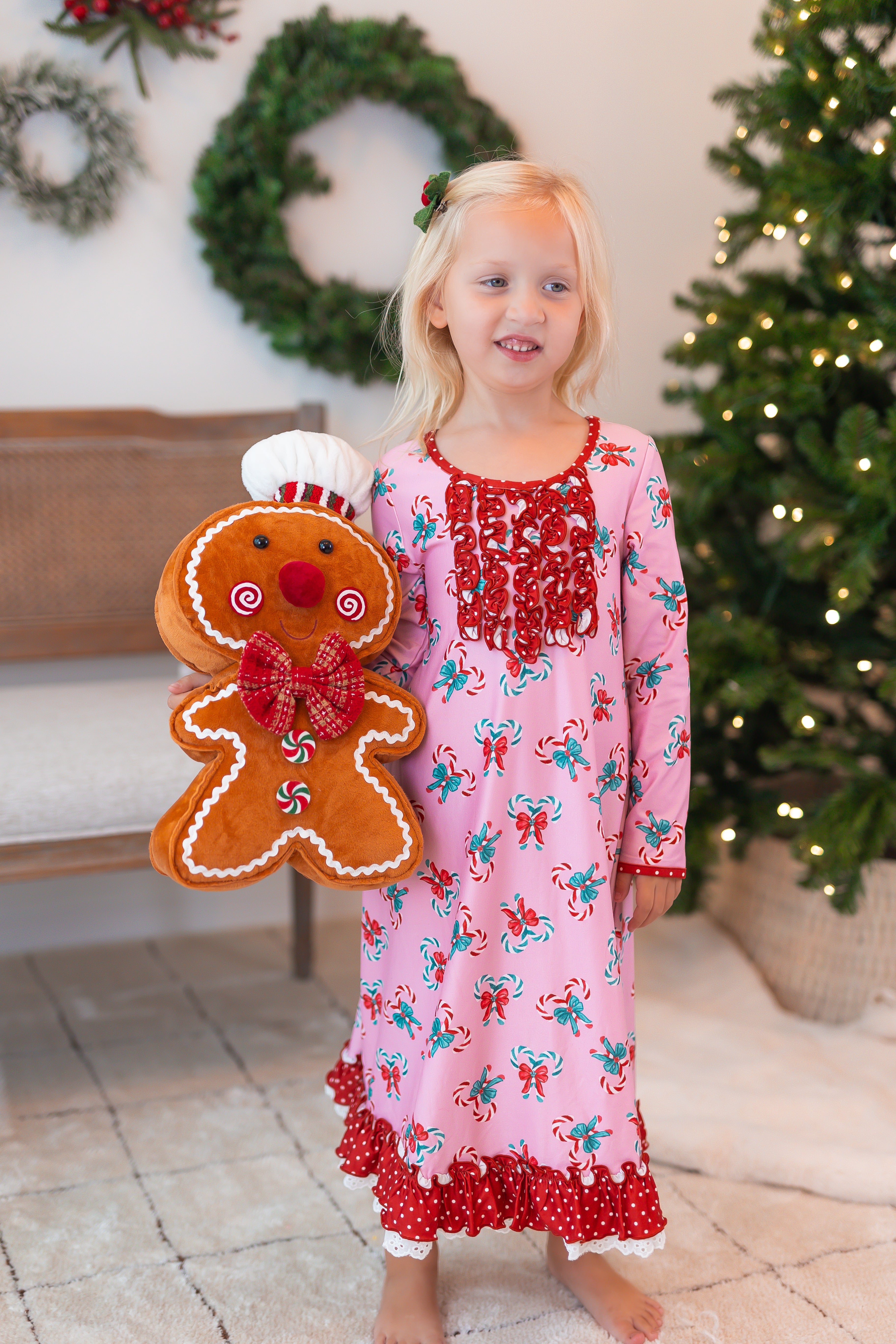 Loungewear Gown - Pink Peppermint Charm