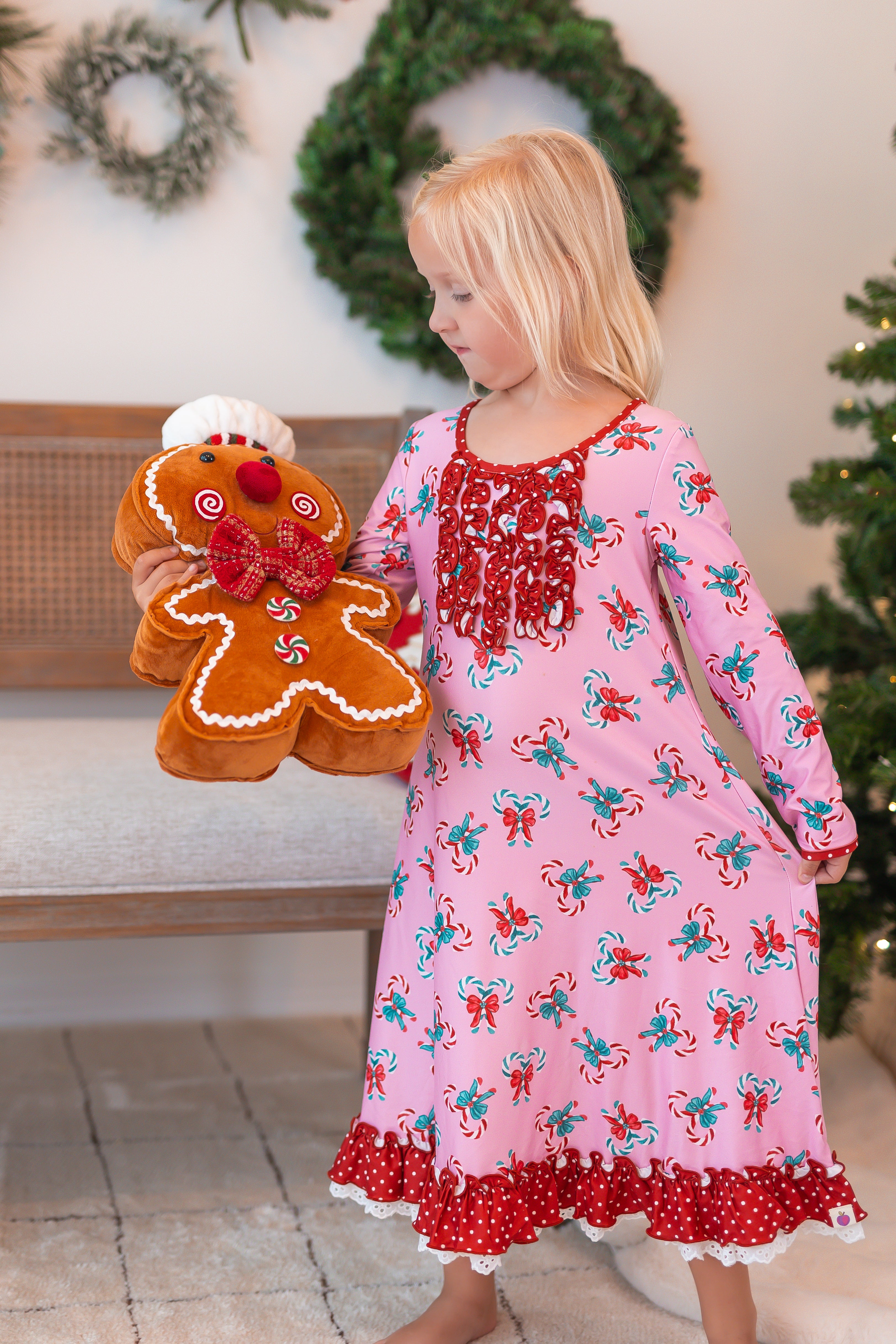 Loungewear Gown - Pink Peppermint Charm
