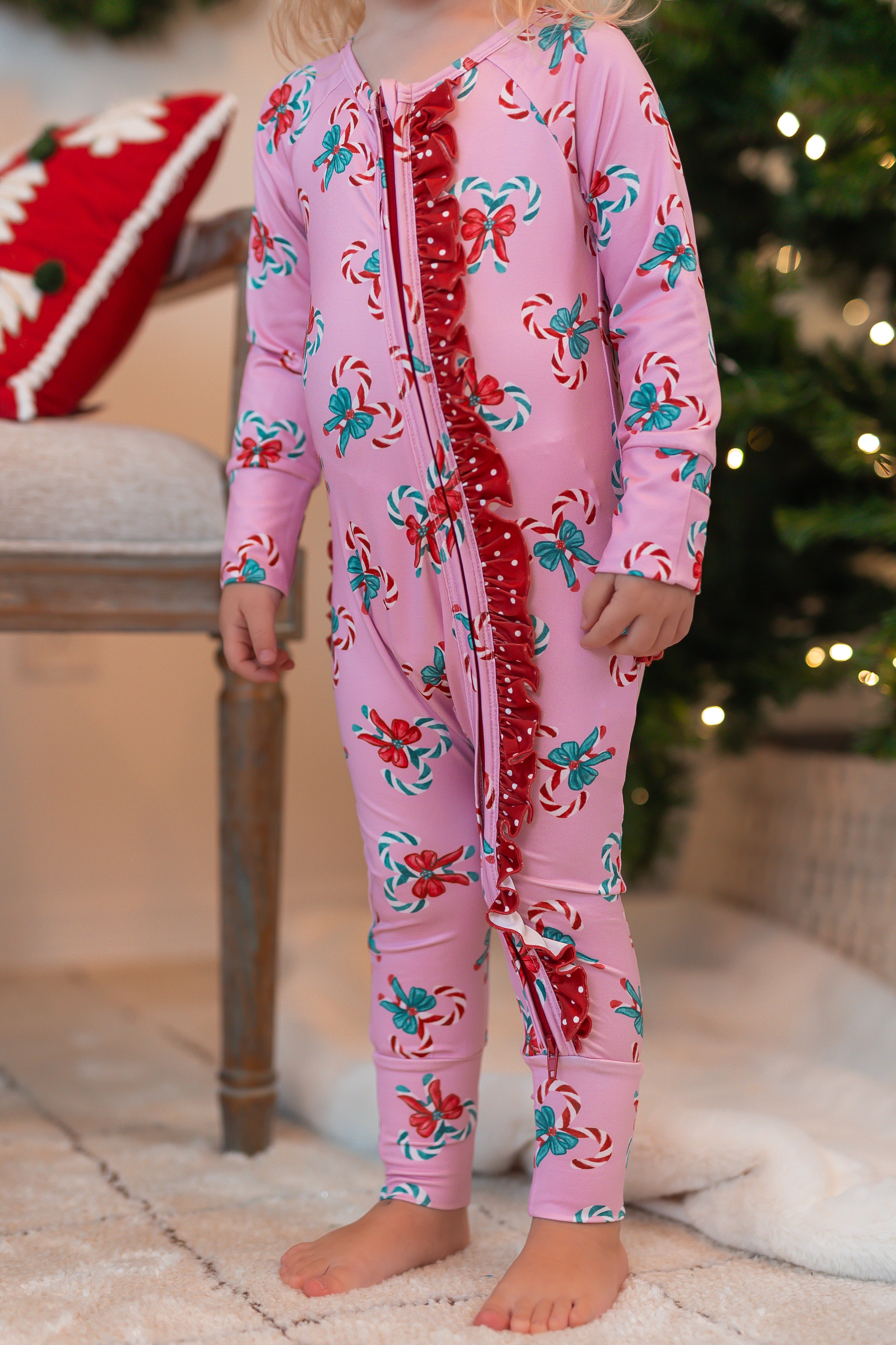 Zipper Loungewear - Pink Peppermint Charm