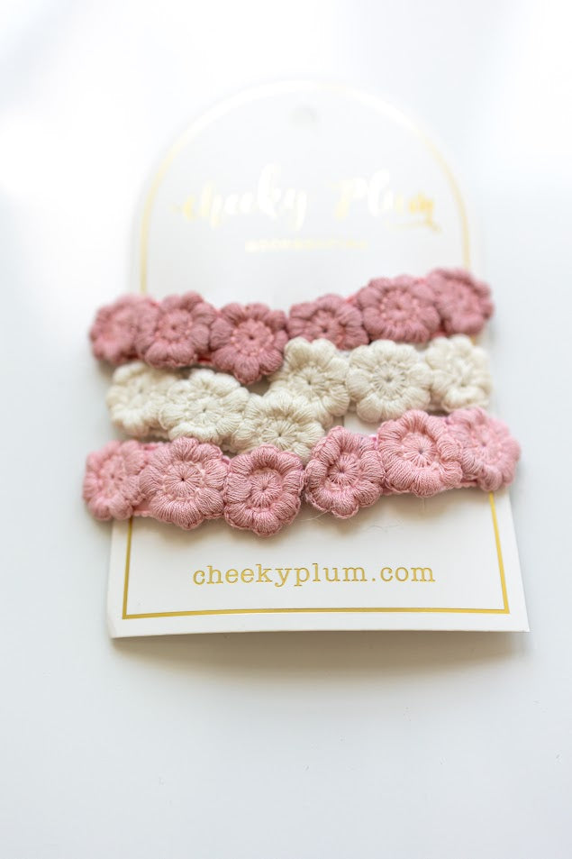 Embroidered Hair Clip Set - Pink Dream