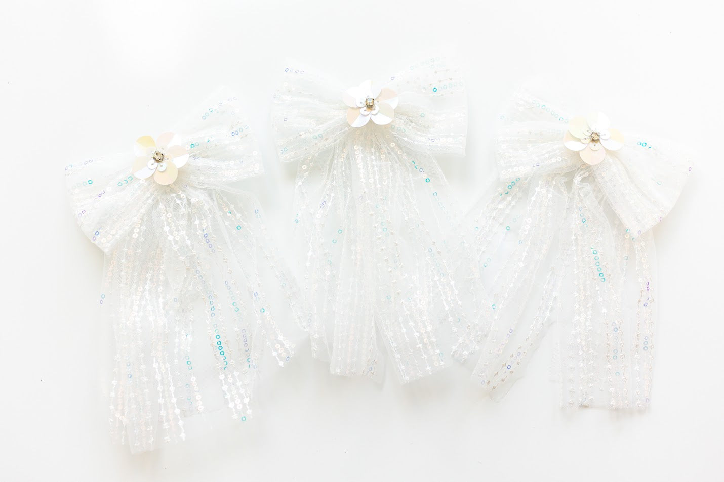 Sequin Tulle Hair Bow - Blossom