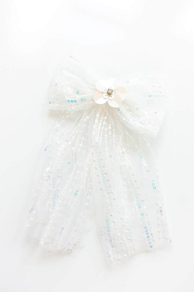 Sequin Tulle Hair Bow - Blossom