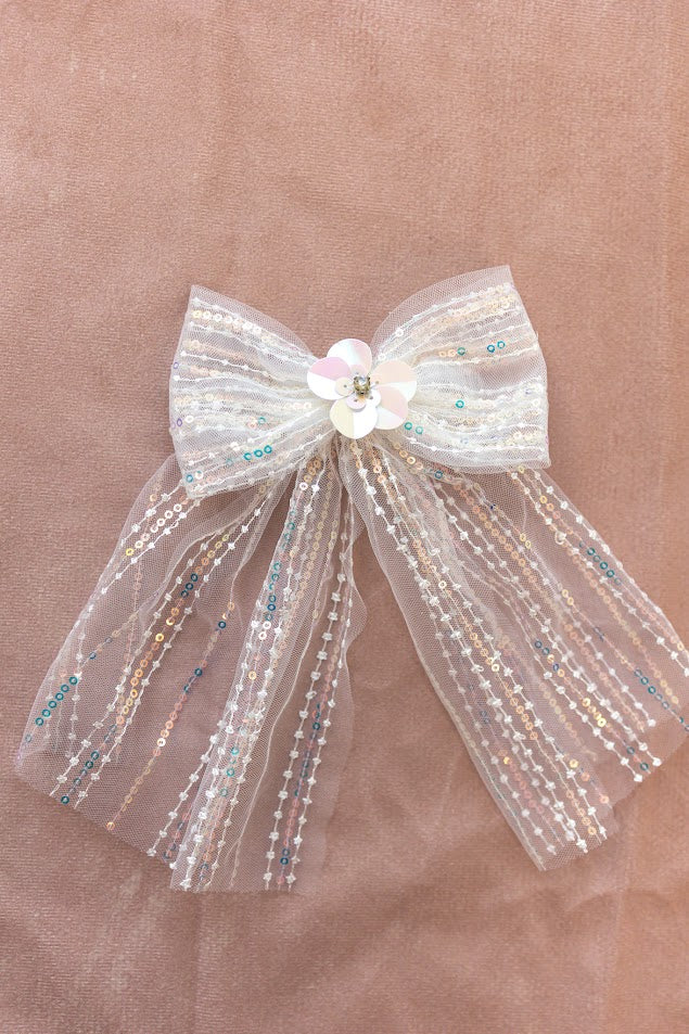 Sequin Tulle Hair Bow - Blossom