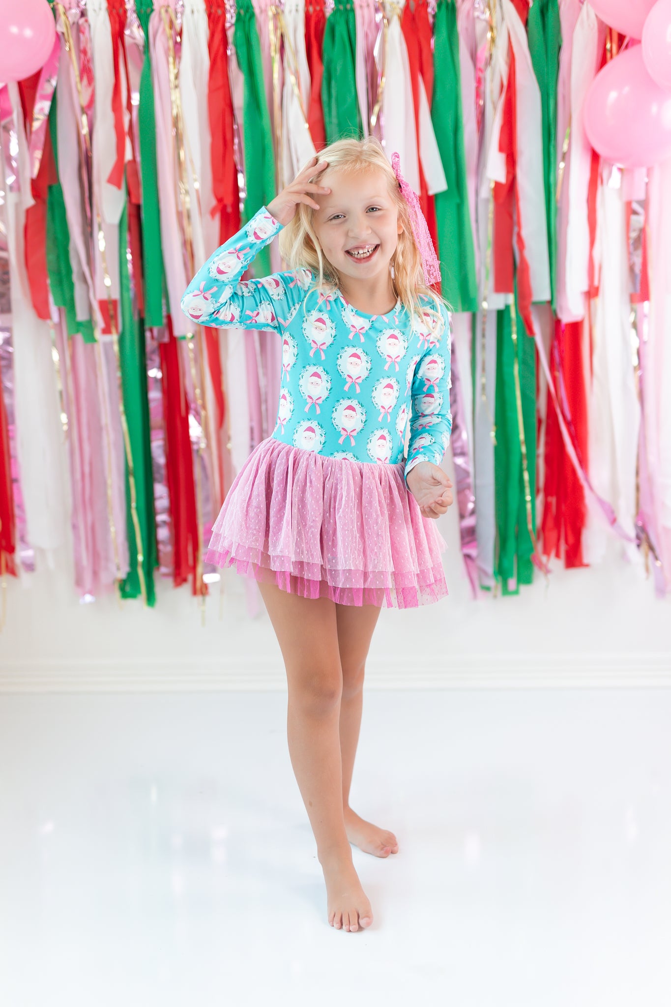 Farrah Clipdot Leotard - Teal Tidings