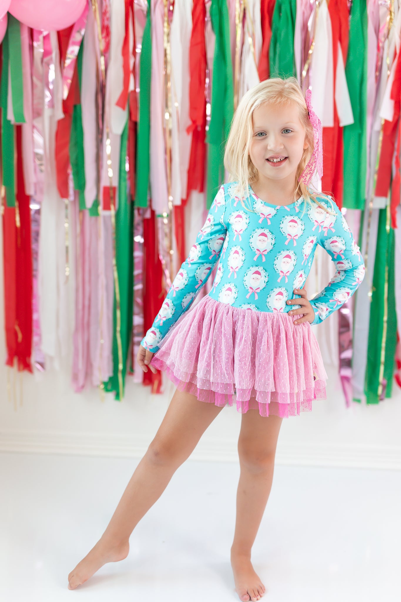 Farrah Clipdot Leotard - Teal Tidings