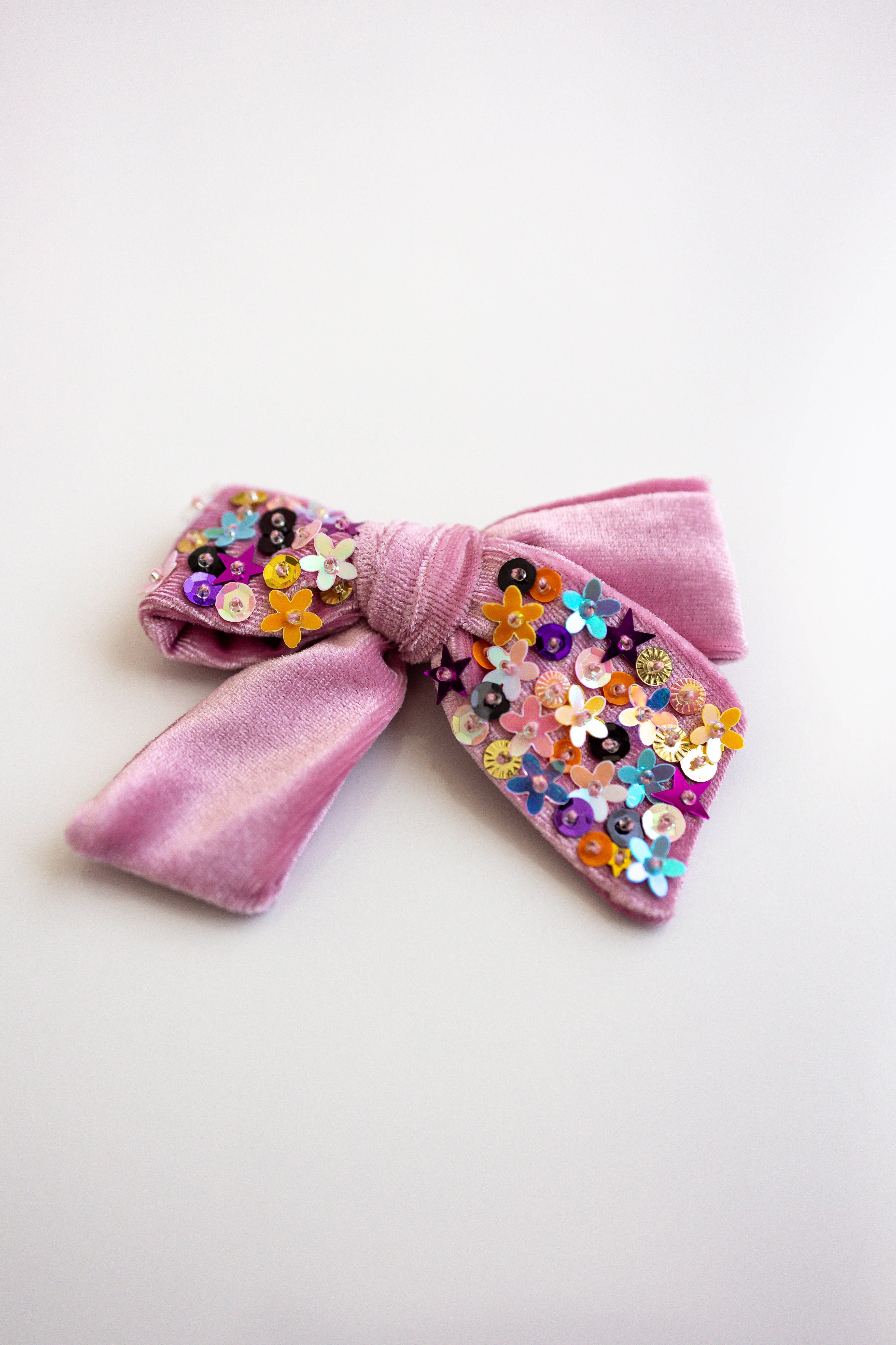 Velvet Sparkle Hair Bow - Pink