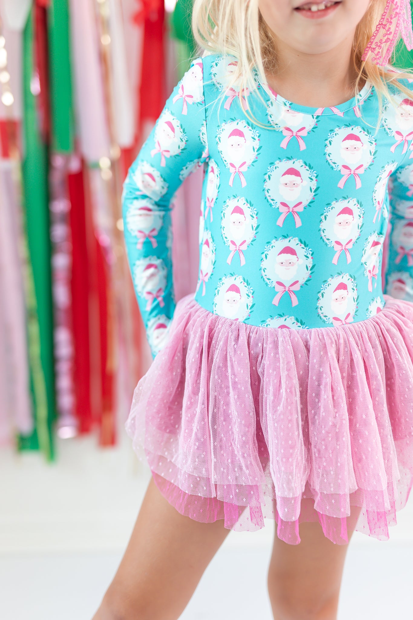 Farrah Clipdot Leotard - Teal Tidings