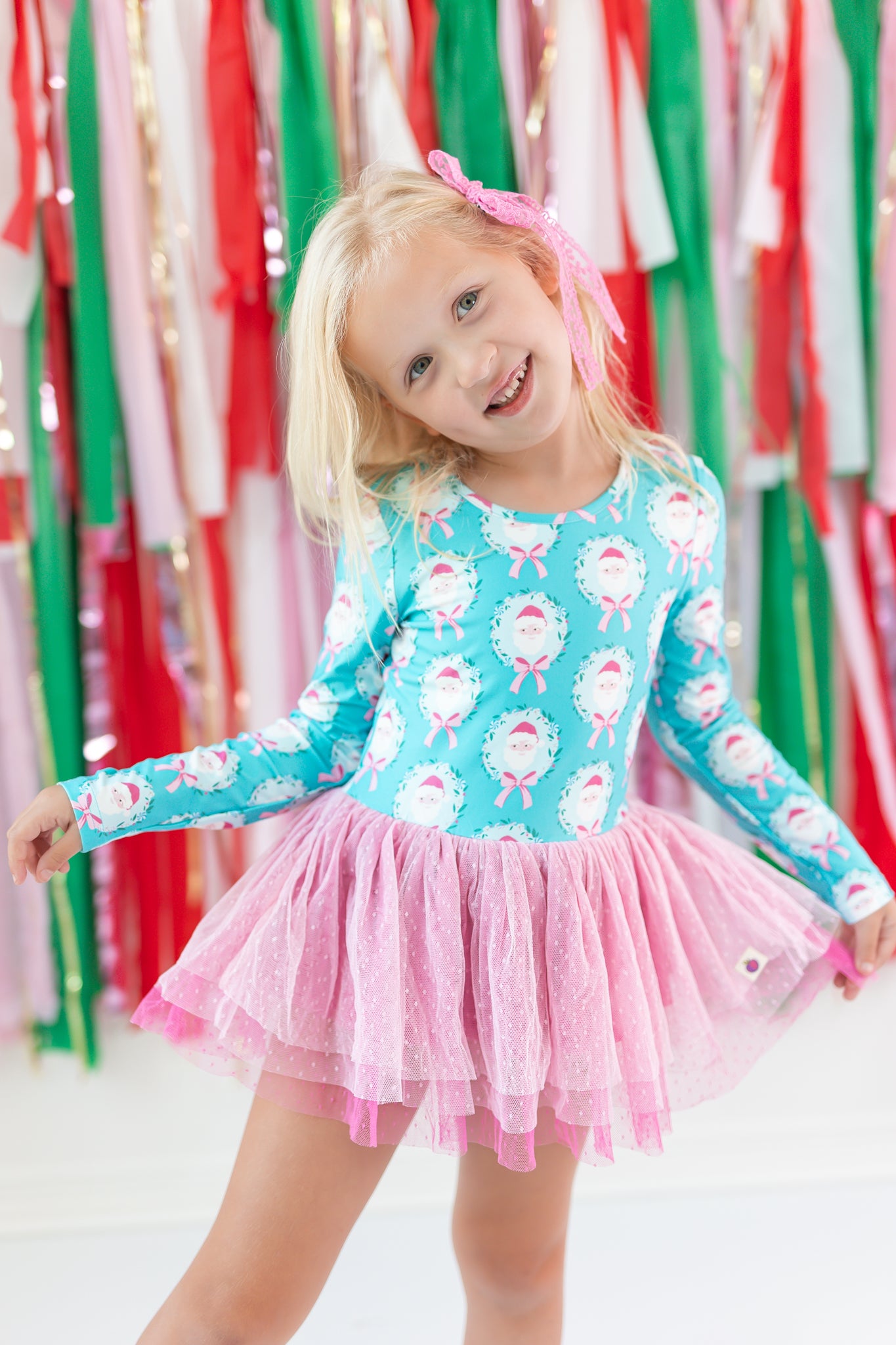 Farrah Clipdot Leotard - Teal Tidings