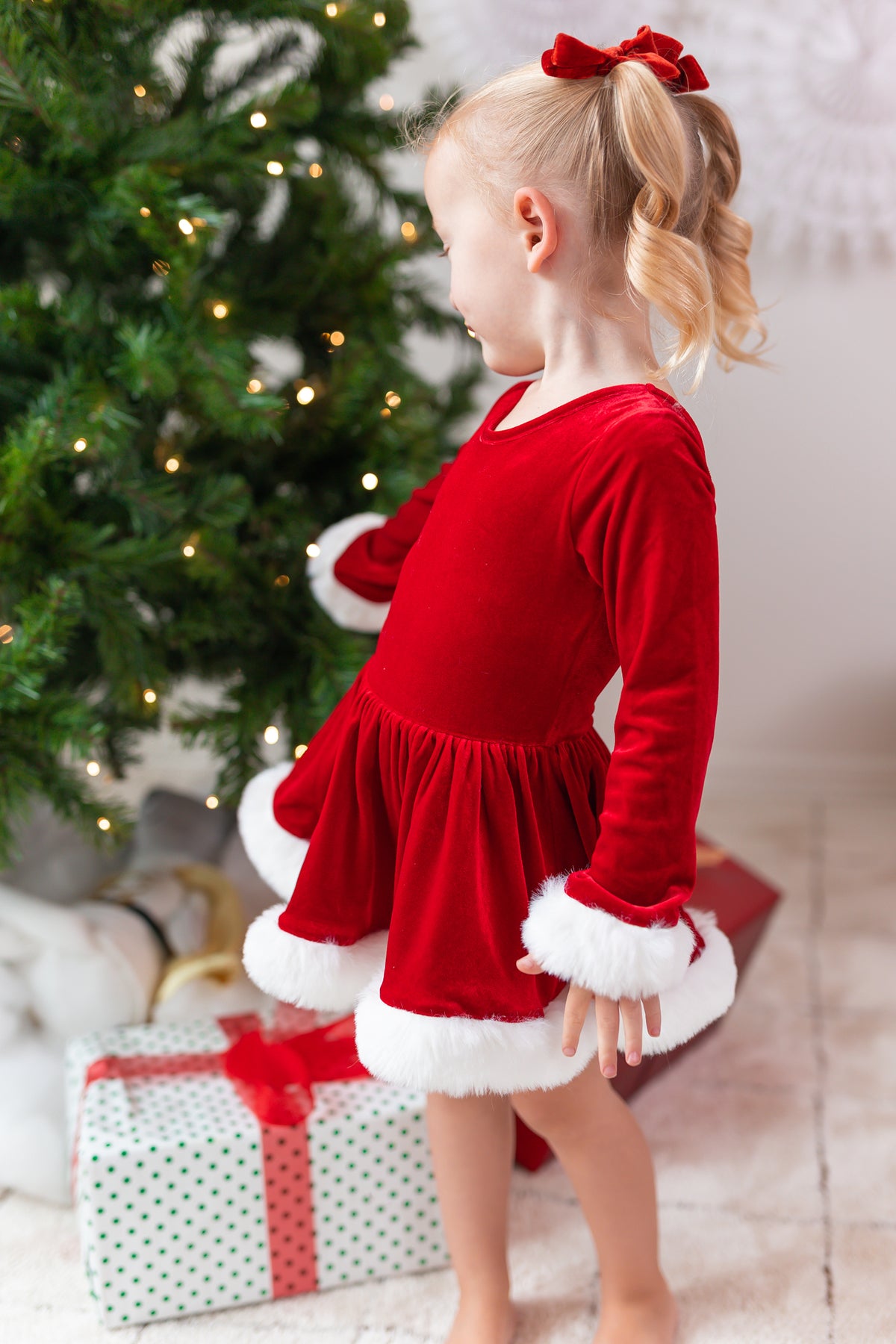 Farrah Velvet Leotard - Miss Claus