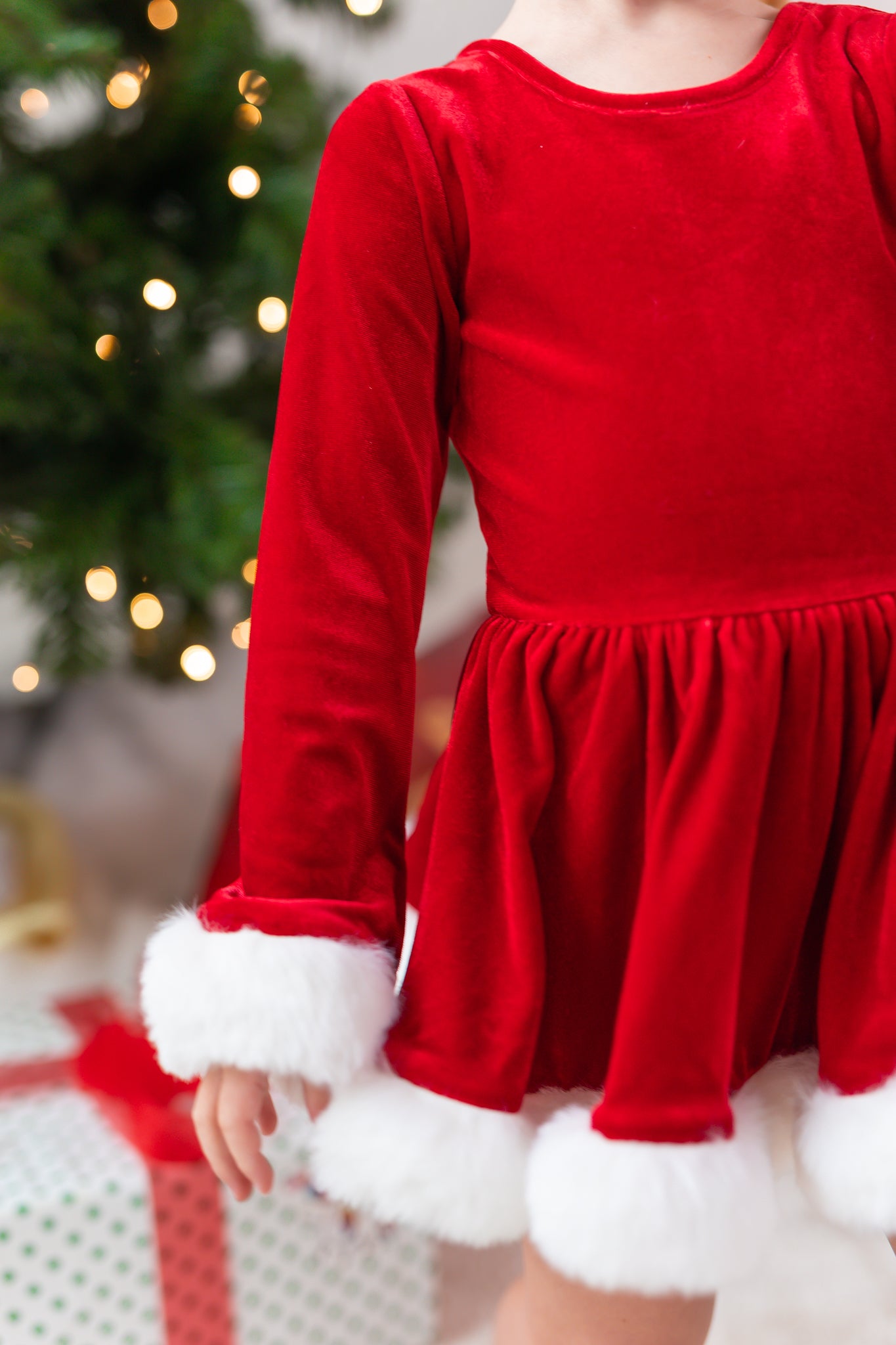 Farrah Velvet Leotard - Miss Claus (Pre-Order)