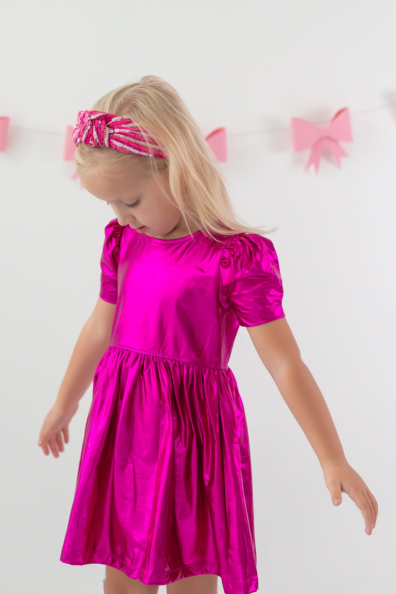 Penelope Metallic Dress- Majestic Magenta