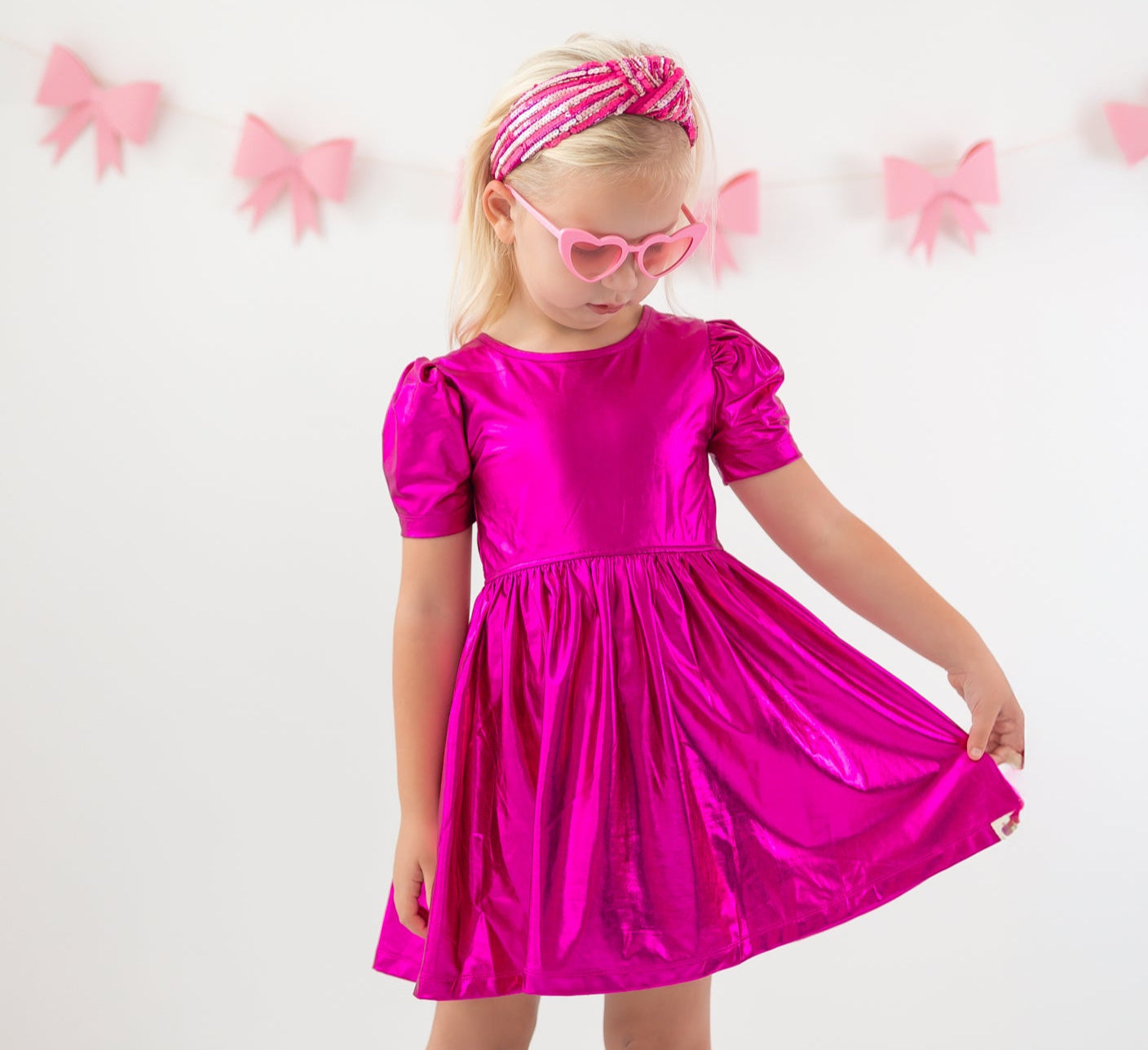 Penelope Metallic Dress- Majestic Magenta