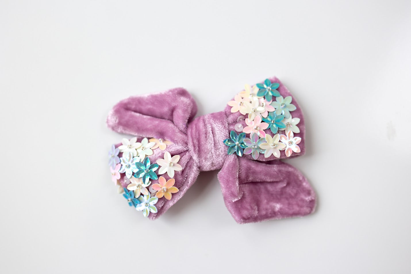 Velvet Flower Sequin Hair Bow