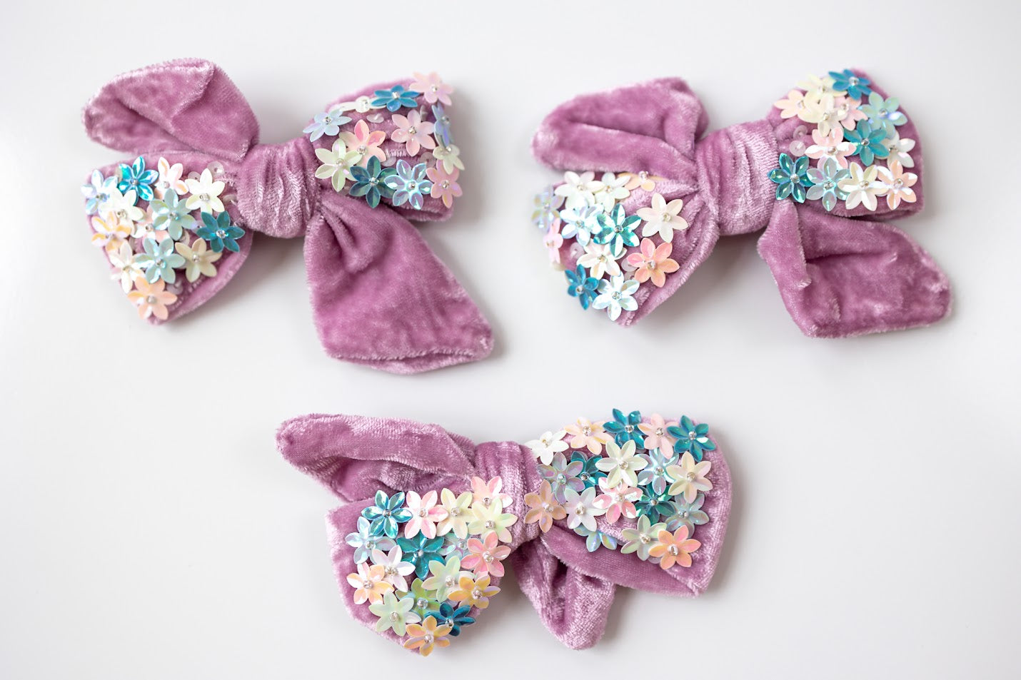 Velvet Flower Sequin Hair Bow