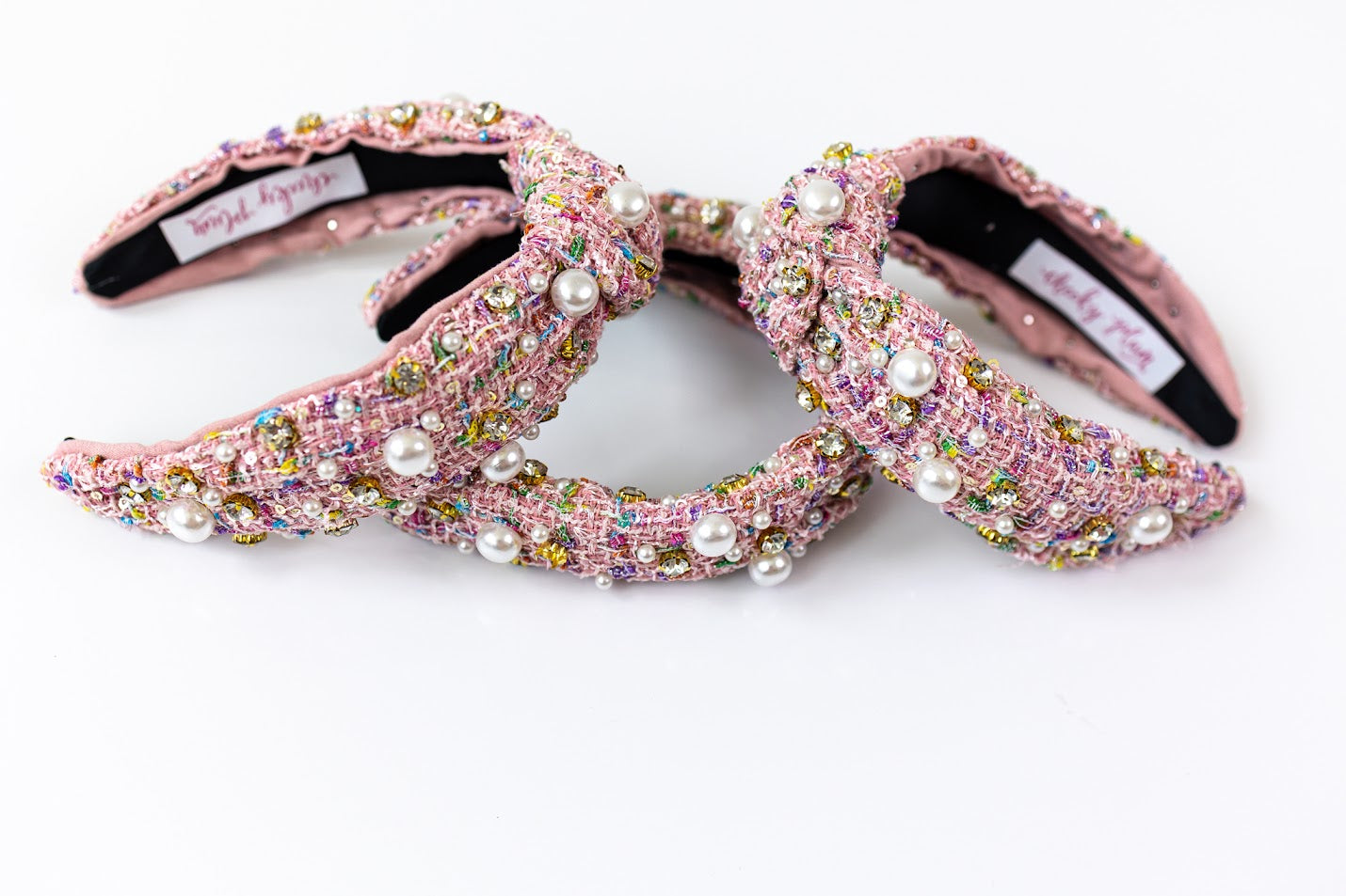 Tweed Knot Embellished Headband - Fruity Pebbles