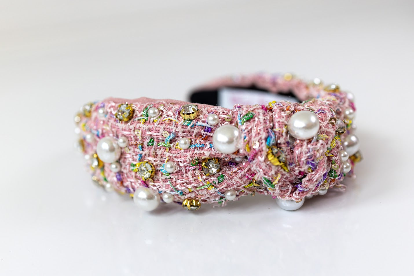 Tweed Knot Embellished Headband - Fruity Pebbles
