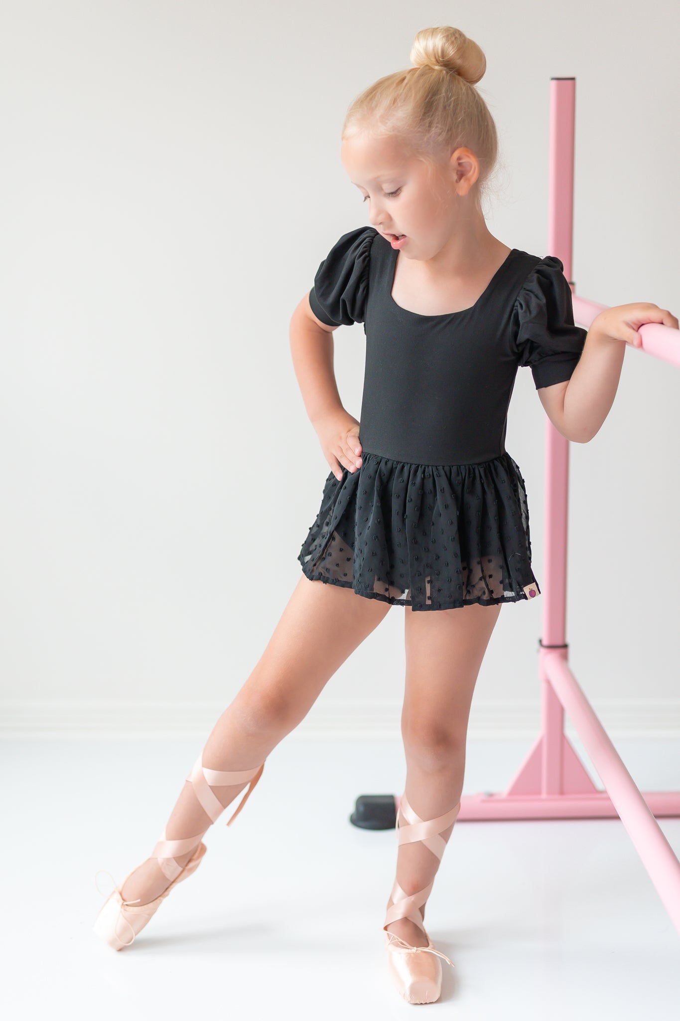 Puff Sleeve Skirted Leotard - Noir Nights