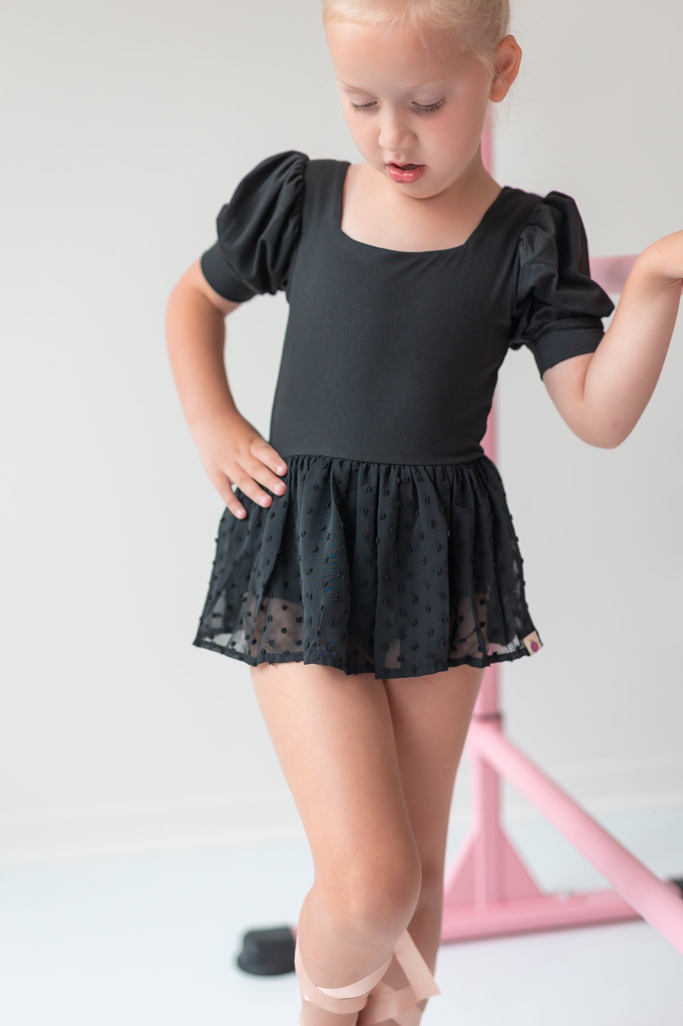 Puff Sleeve Skirted Leotard - Noir Nights
