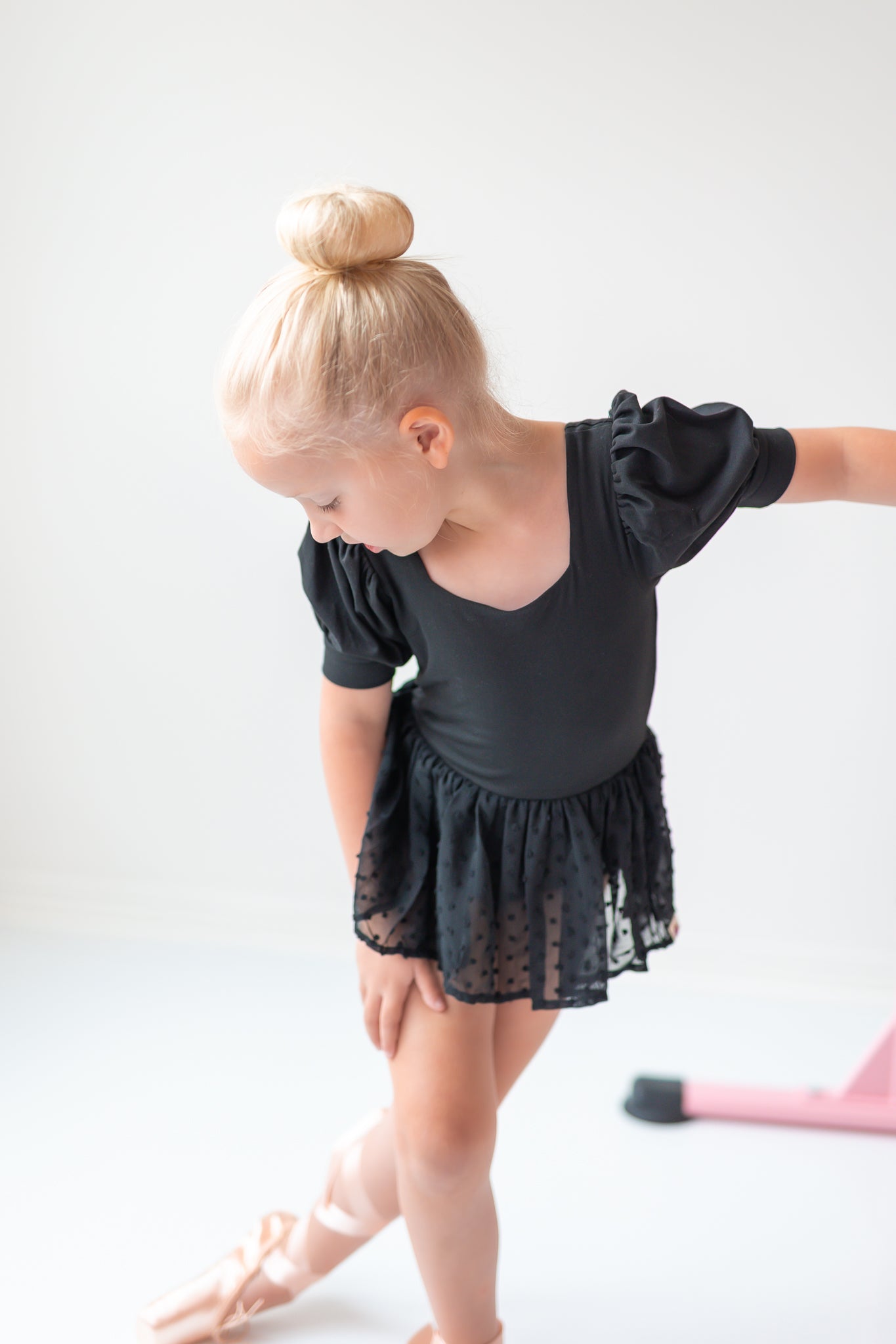 Puff Sleeve Skirted Leotard - Noir Nights