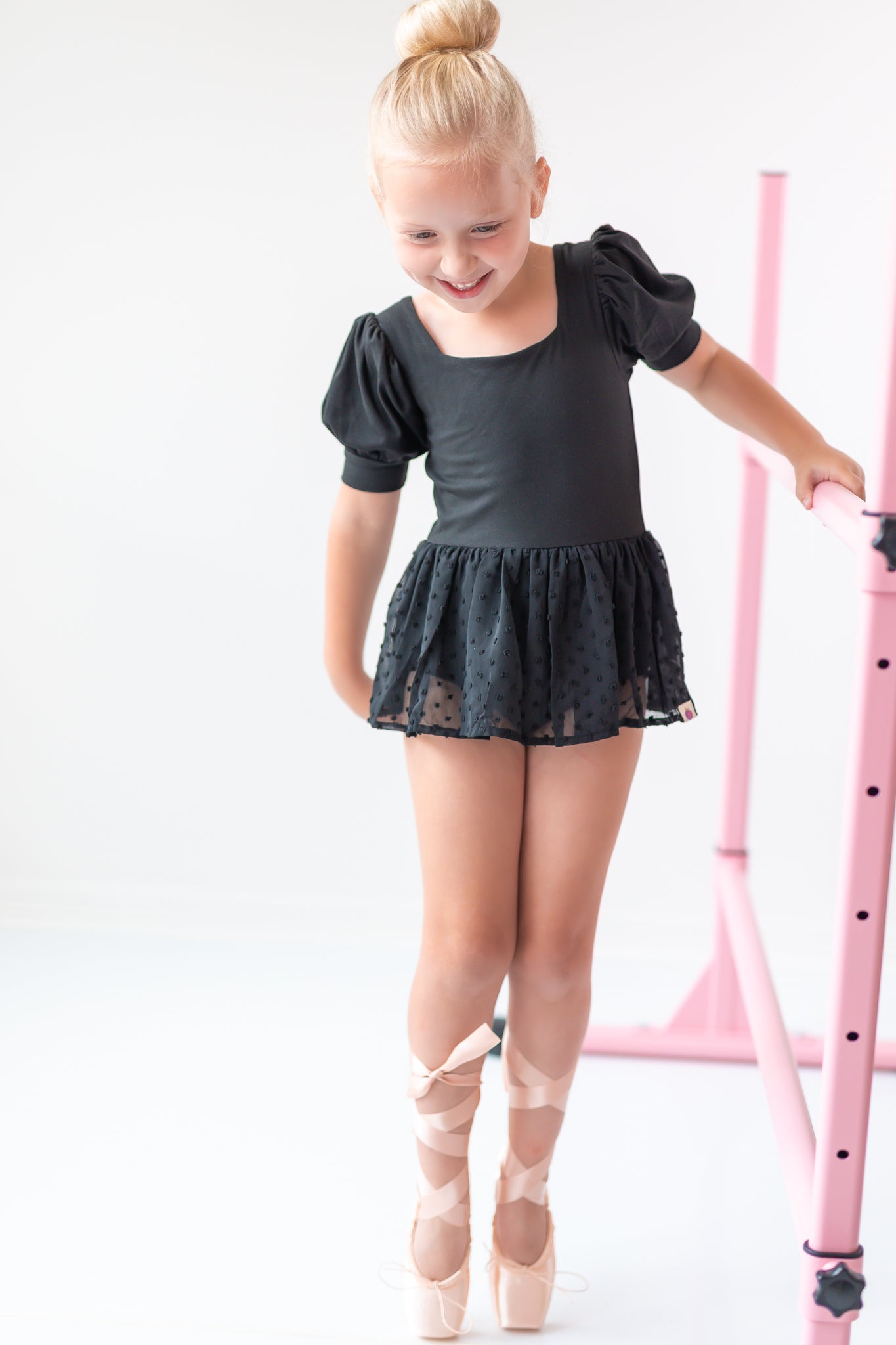 Puff Sleeve Skirted Leotard - Noir Nights