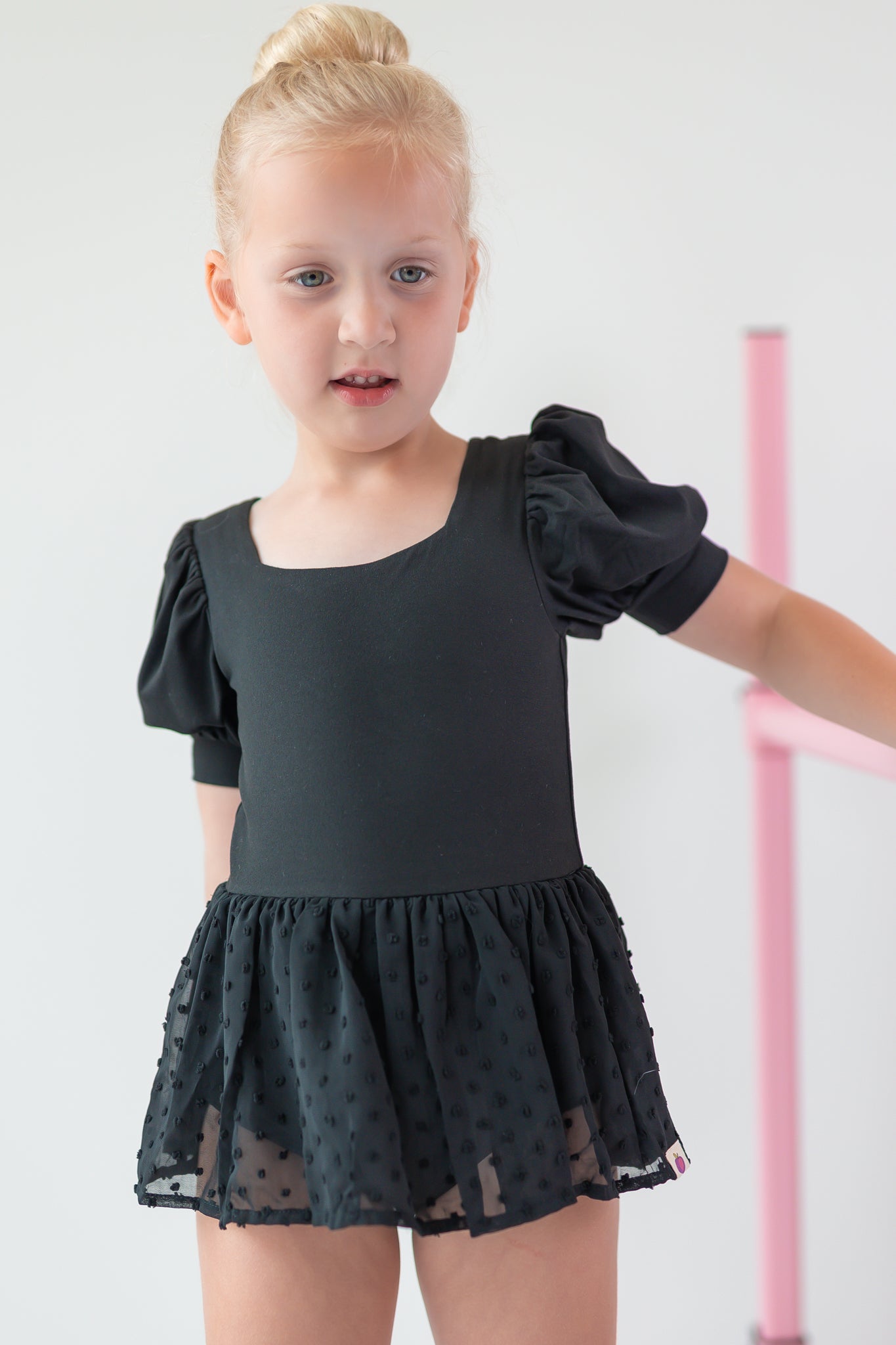 Puff Sleeve Skirted Leotard - Noir Nights