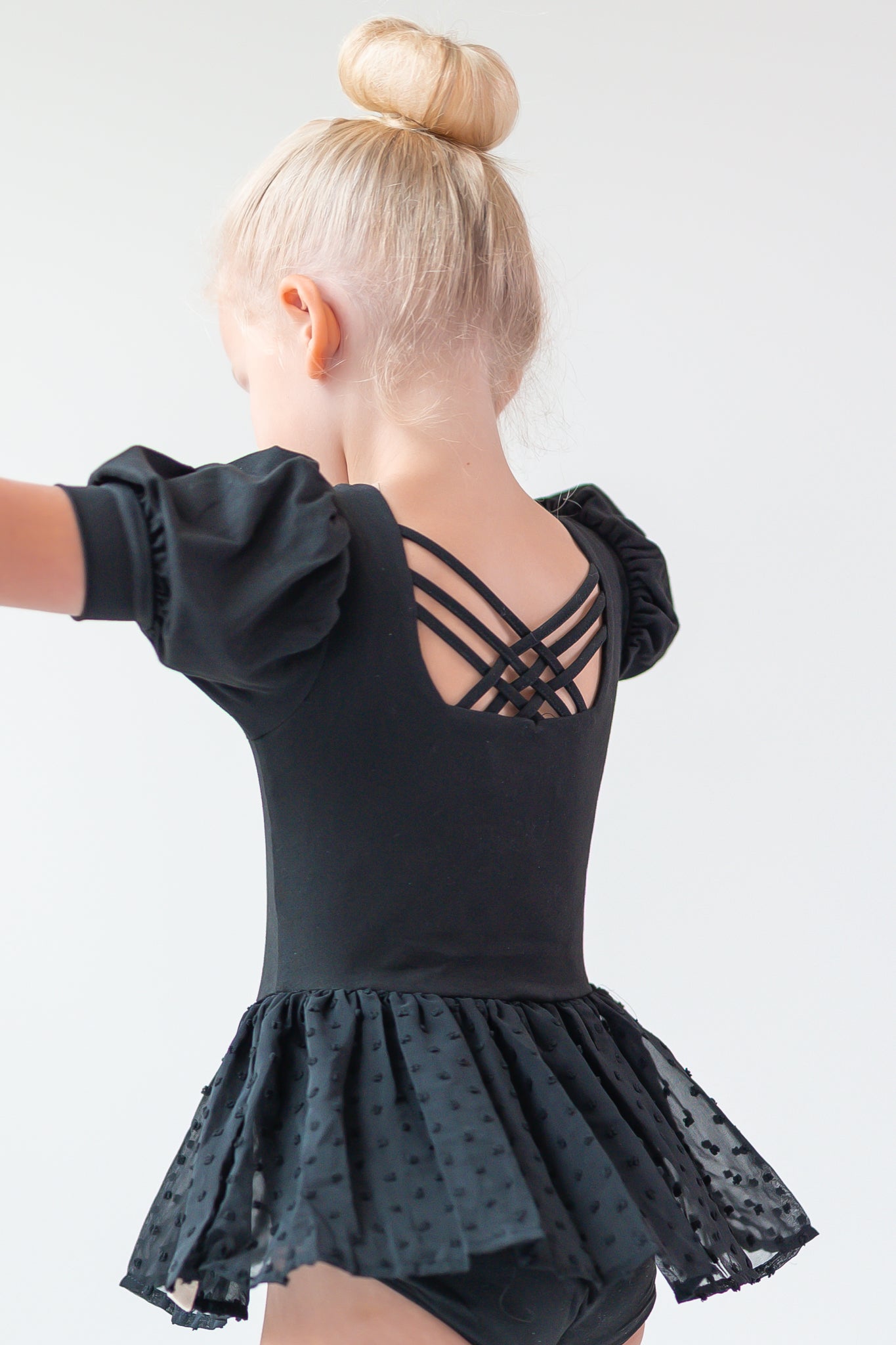 Puff Sleeve Skirted Leotard - Noir Nights
