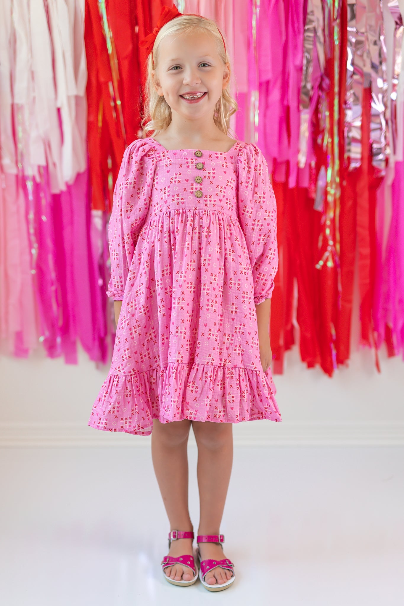 Puff Sleeve Gauze Dress -XOXO