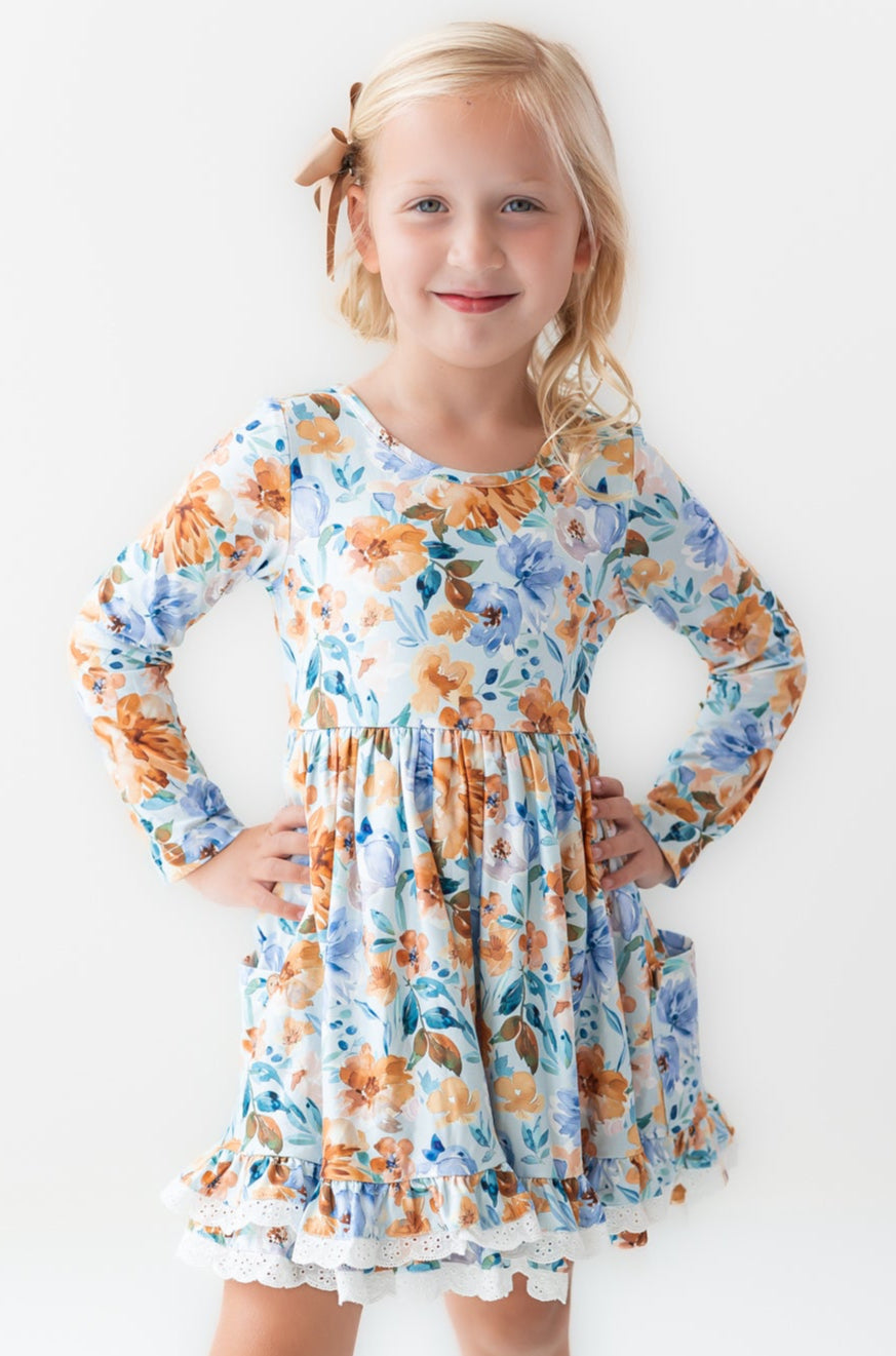 Myra Knit Dress - Azure & Amber 3T Myra Knit Dress - Azure & Amber 3T