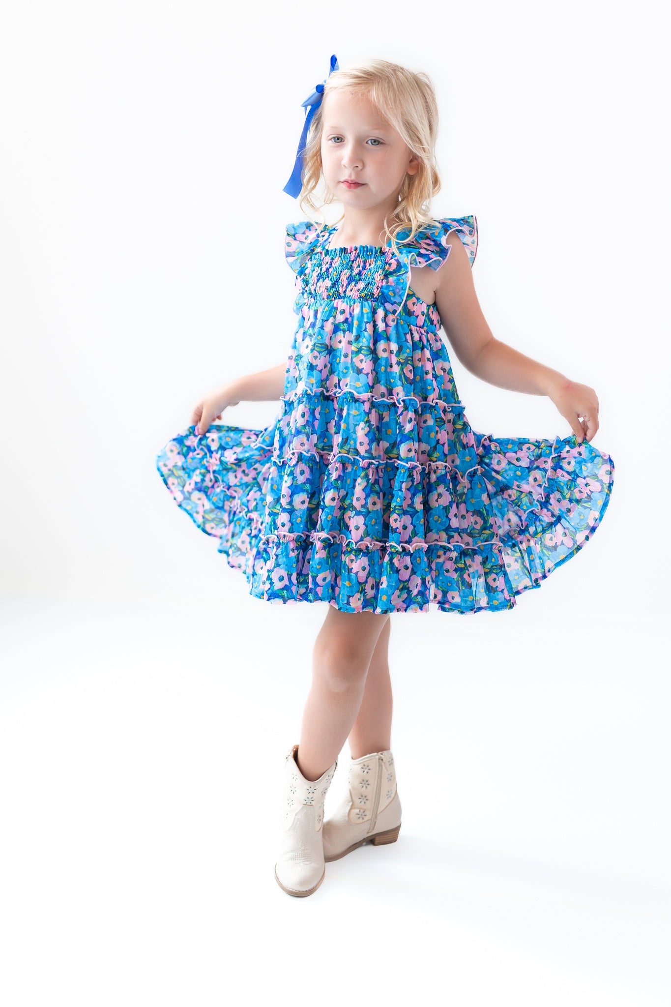 Brielle Shimmer Dress -Storm Petal