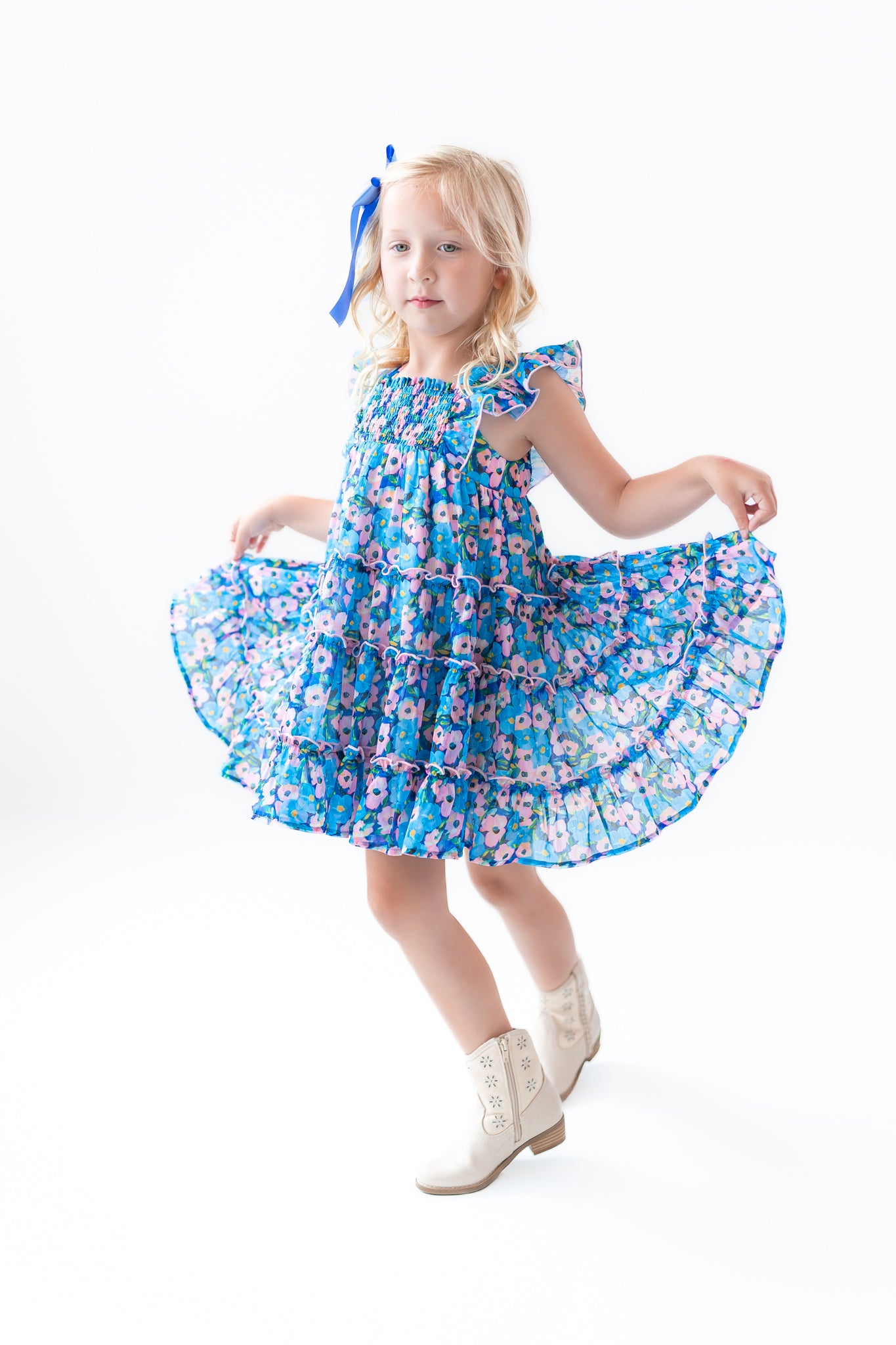 Brielle Shimmer Dress -Storm Petal
