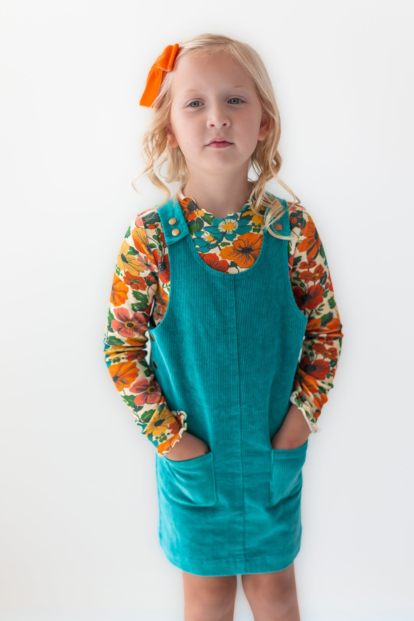 Chloé - Girls Blue Cotton Corduroy Pinafore Dress Chloé - Girls Blue Cotton Corduroy Pinafore Dress